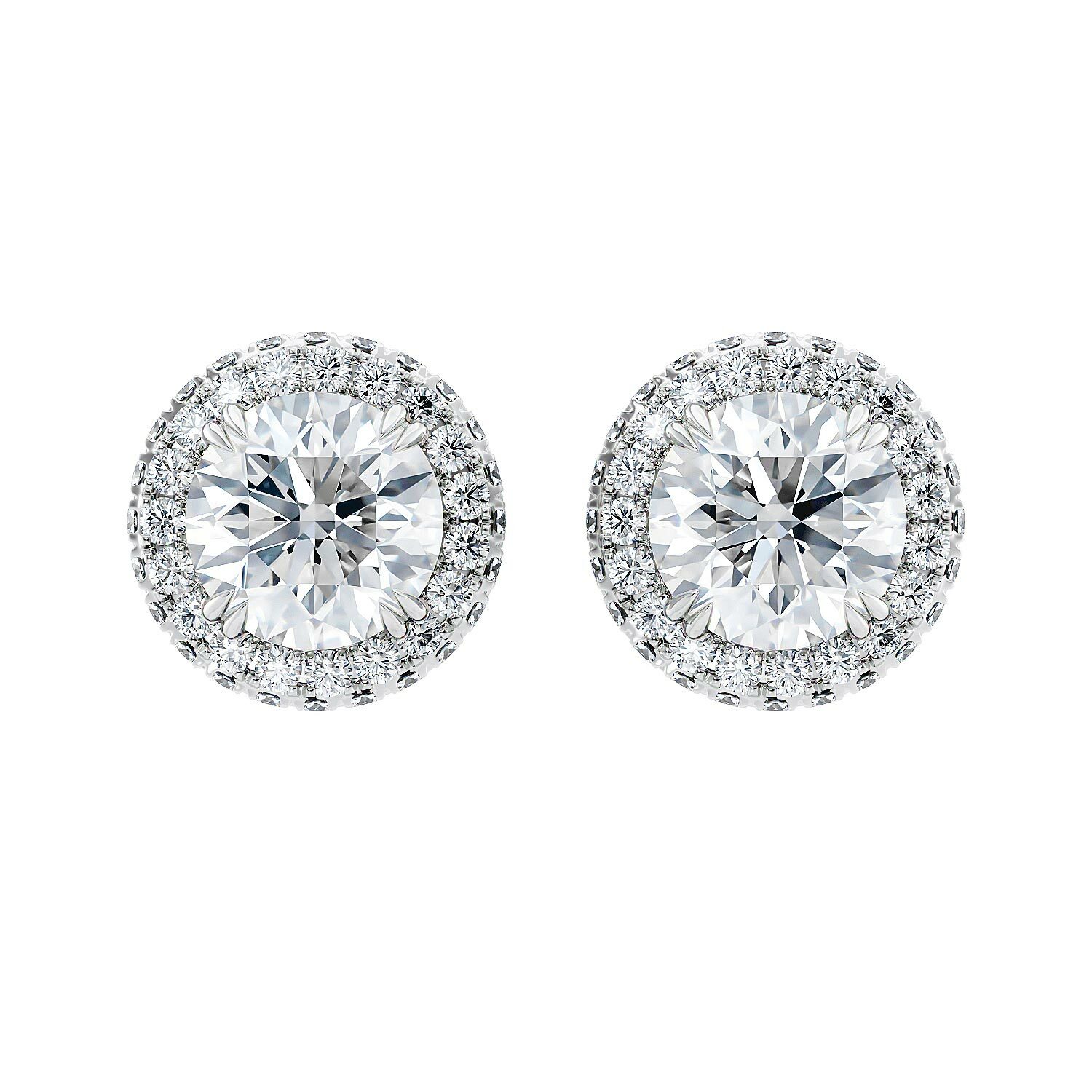 3d render of diamond earrings on a white background