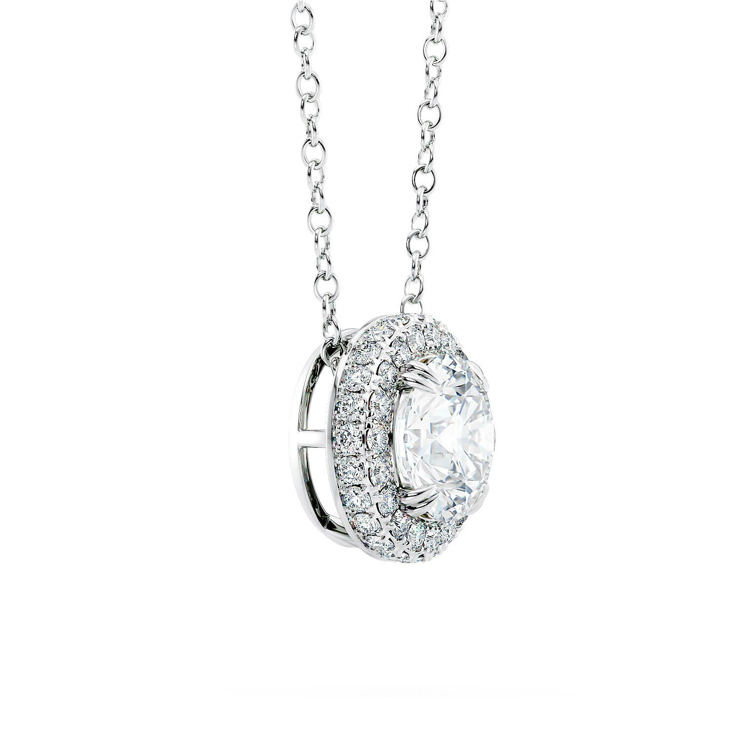 3d render of a diamond pendant on a white background