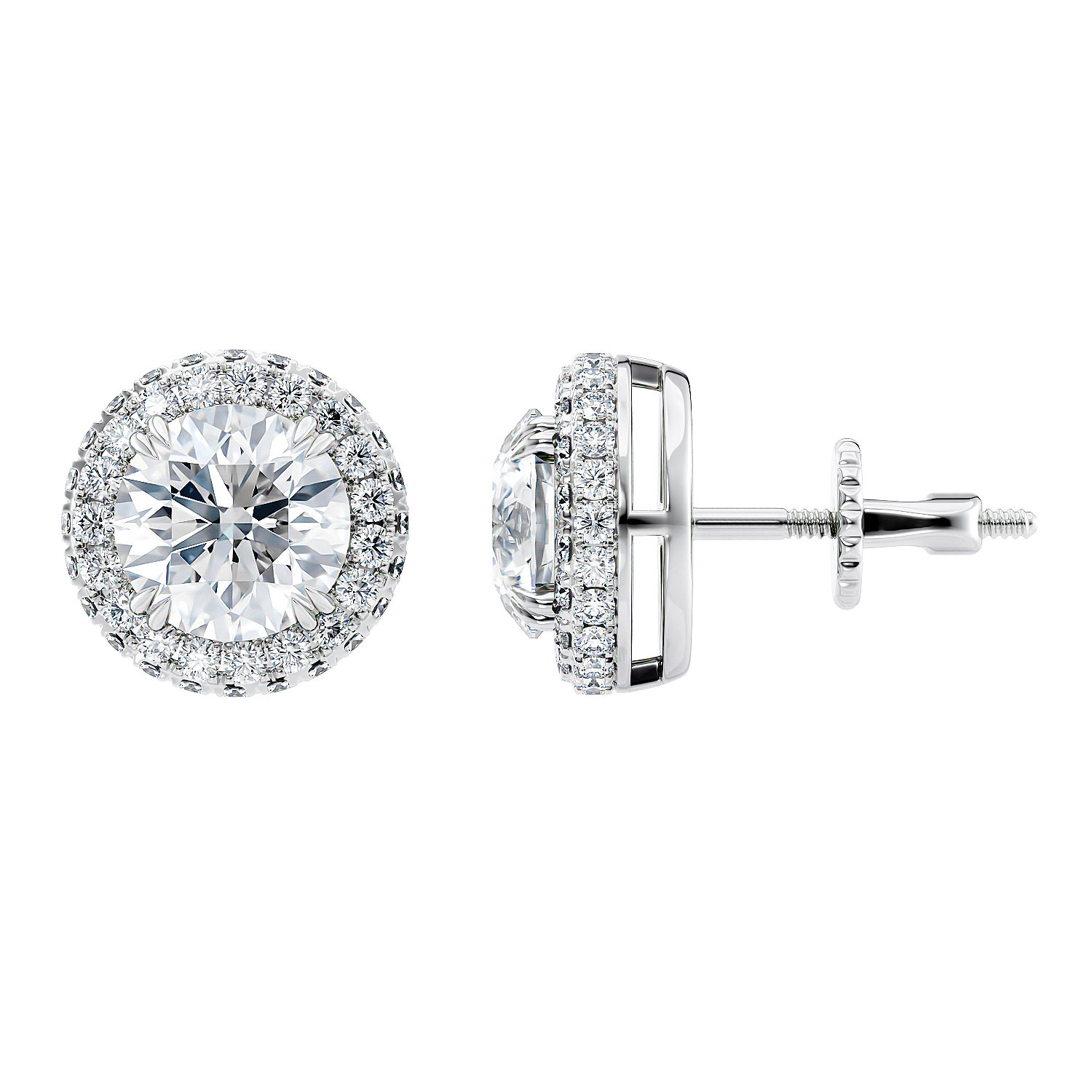 3d render of gold earrings on a white background