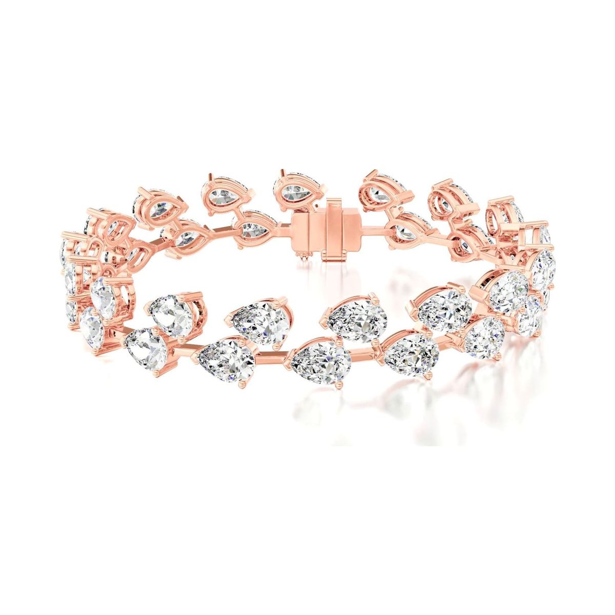 rose gold tennis bracelet rendered on a pure white background