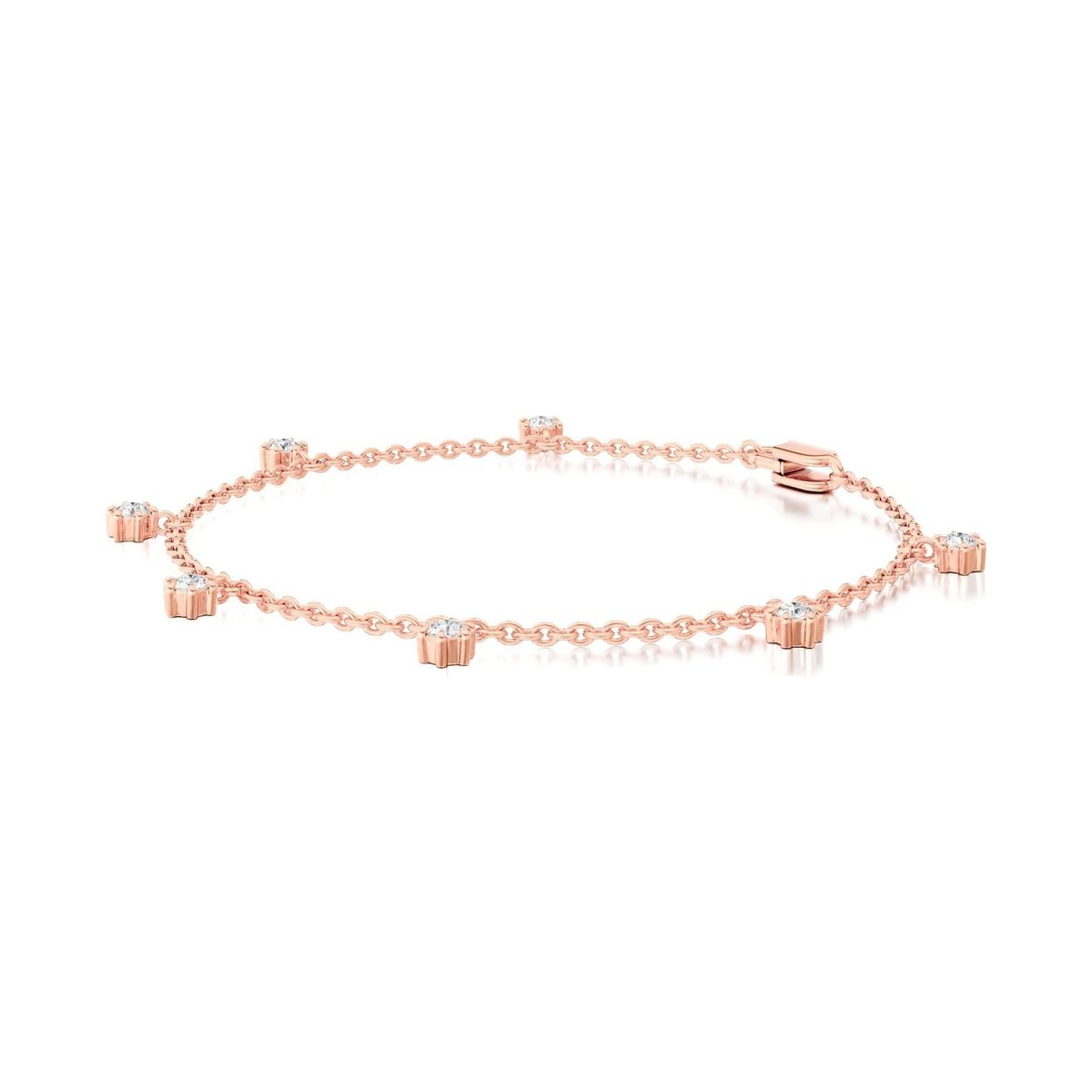 3d render of the same diamond bracelet in rose gold