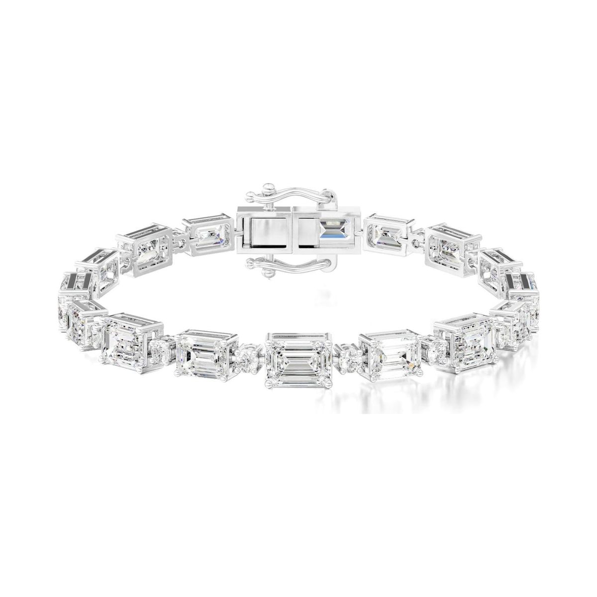 white gold diamond bracelet rendered on a pure white background