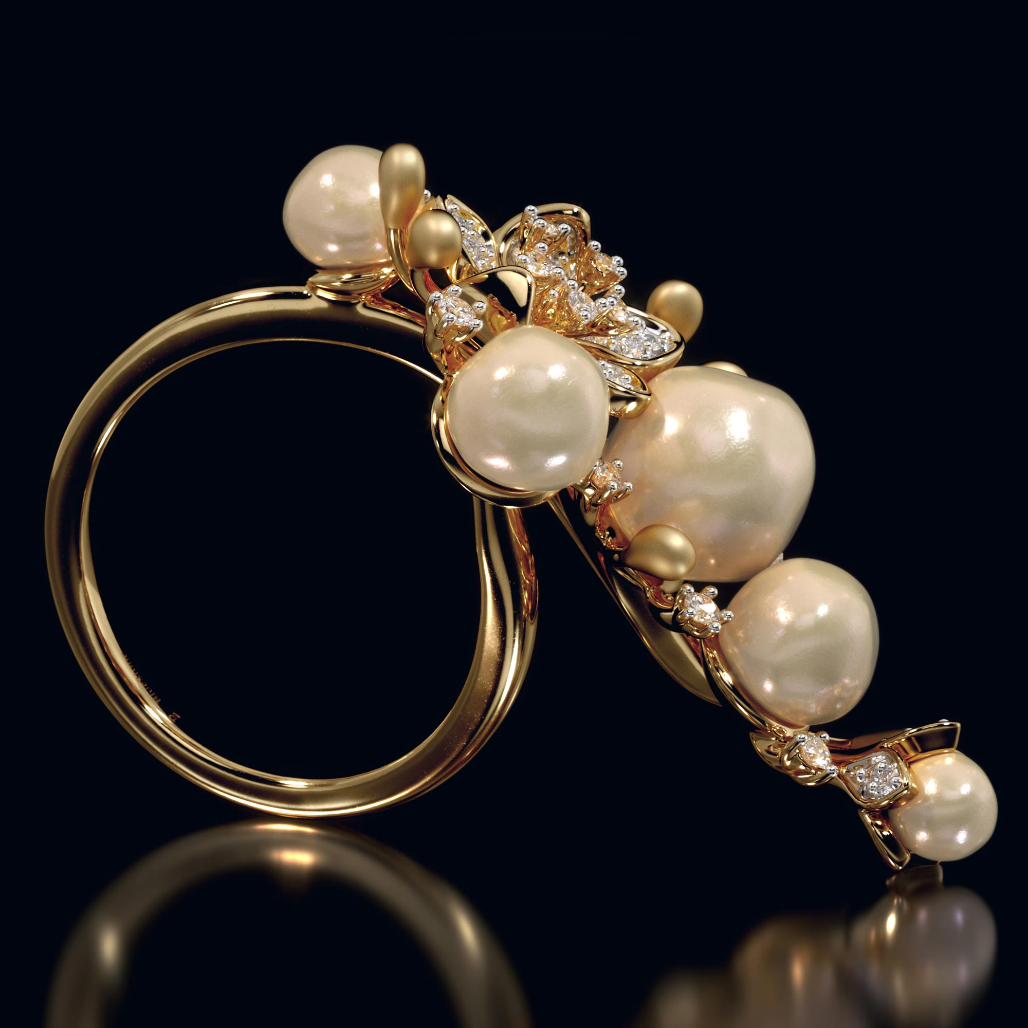 3d render of a sapphire ring on a dark background