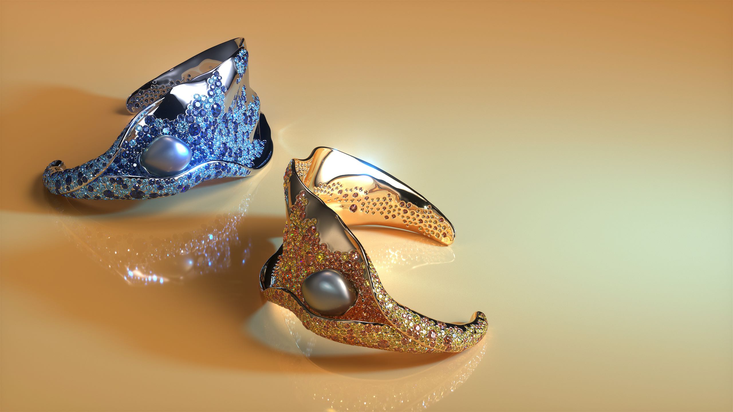 photorealistic still image renders of fine jewelry