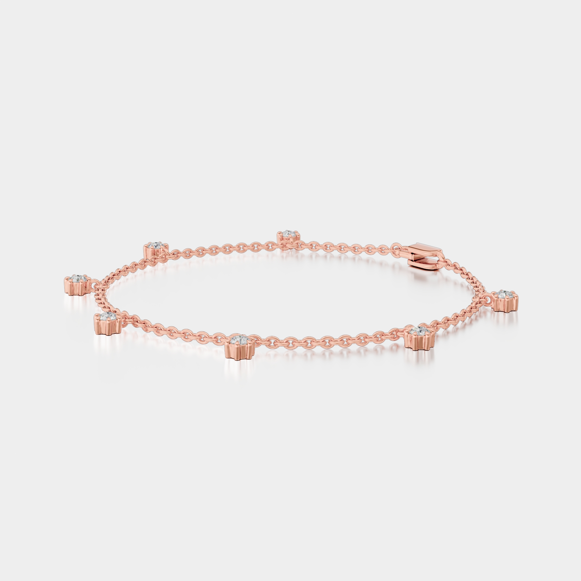 3d render of a rose gold diamond bracelet