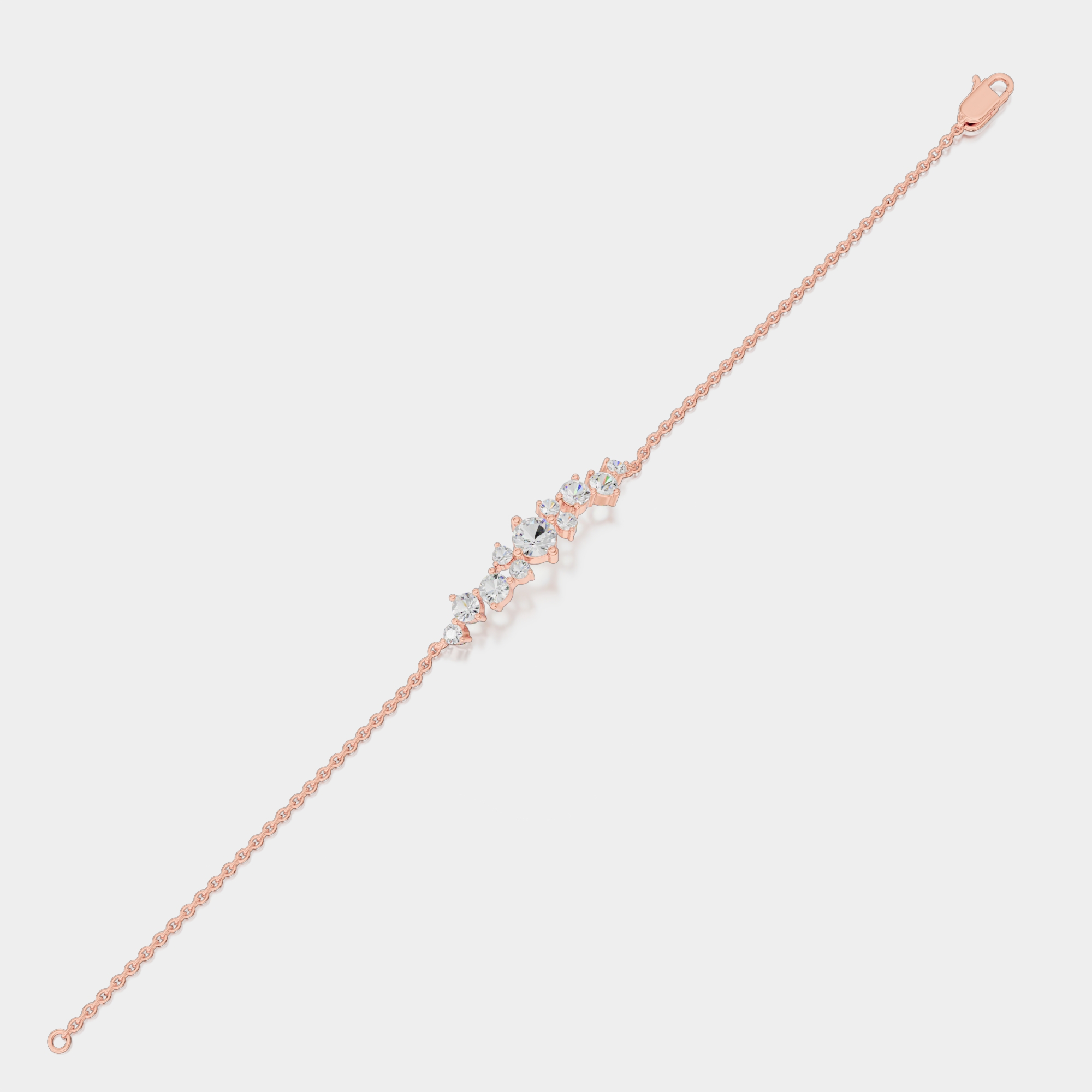 3d render of a rose gold diamond bracelet