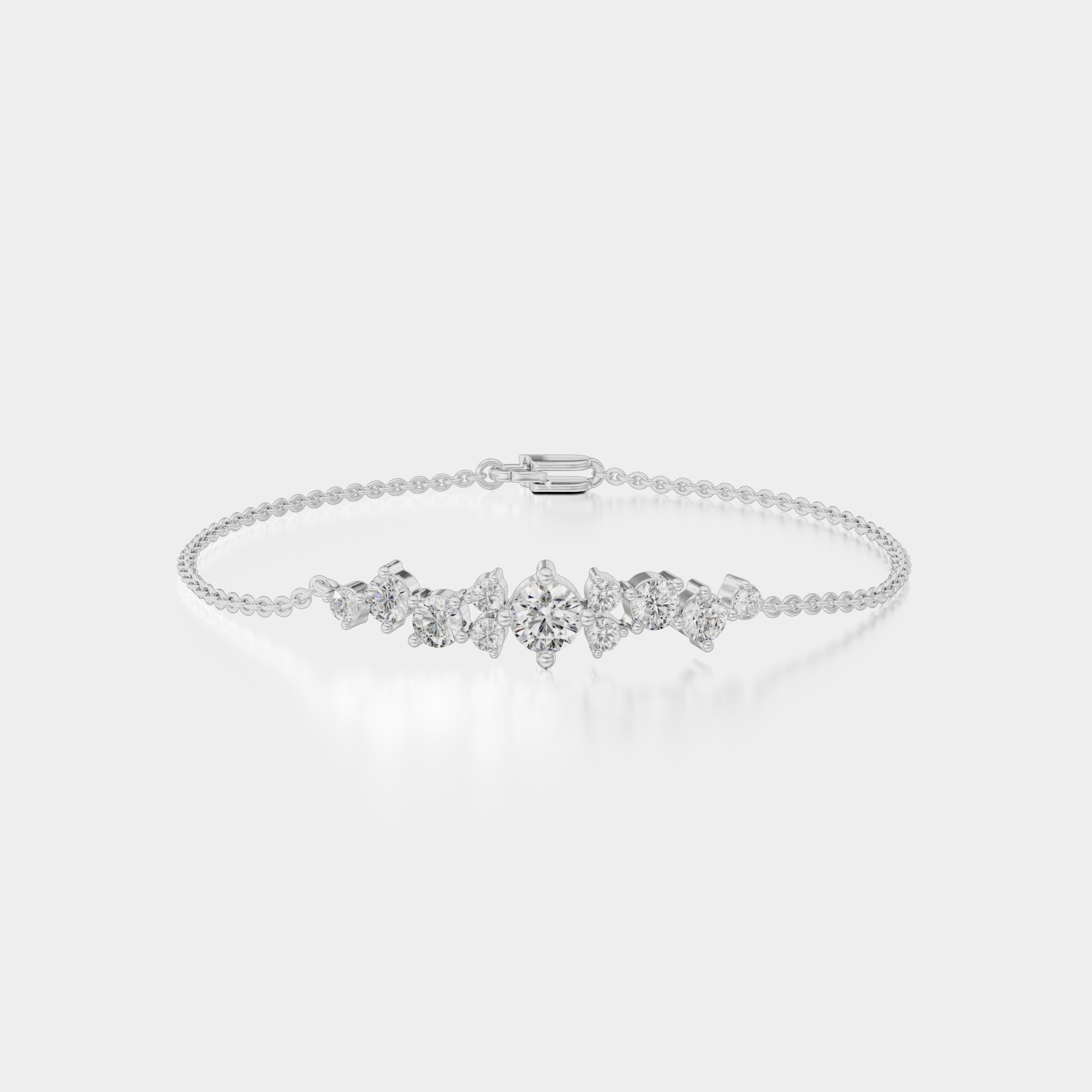 3d render of a white gold diamond bracelet