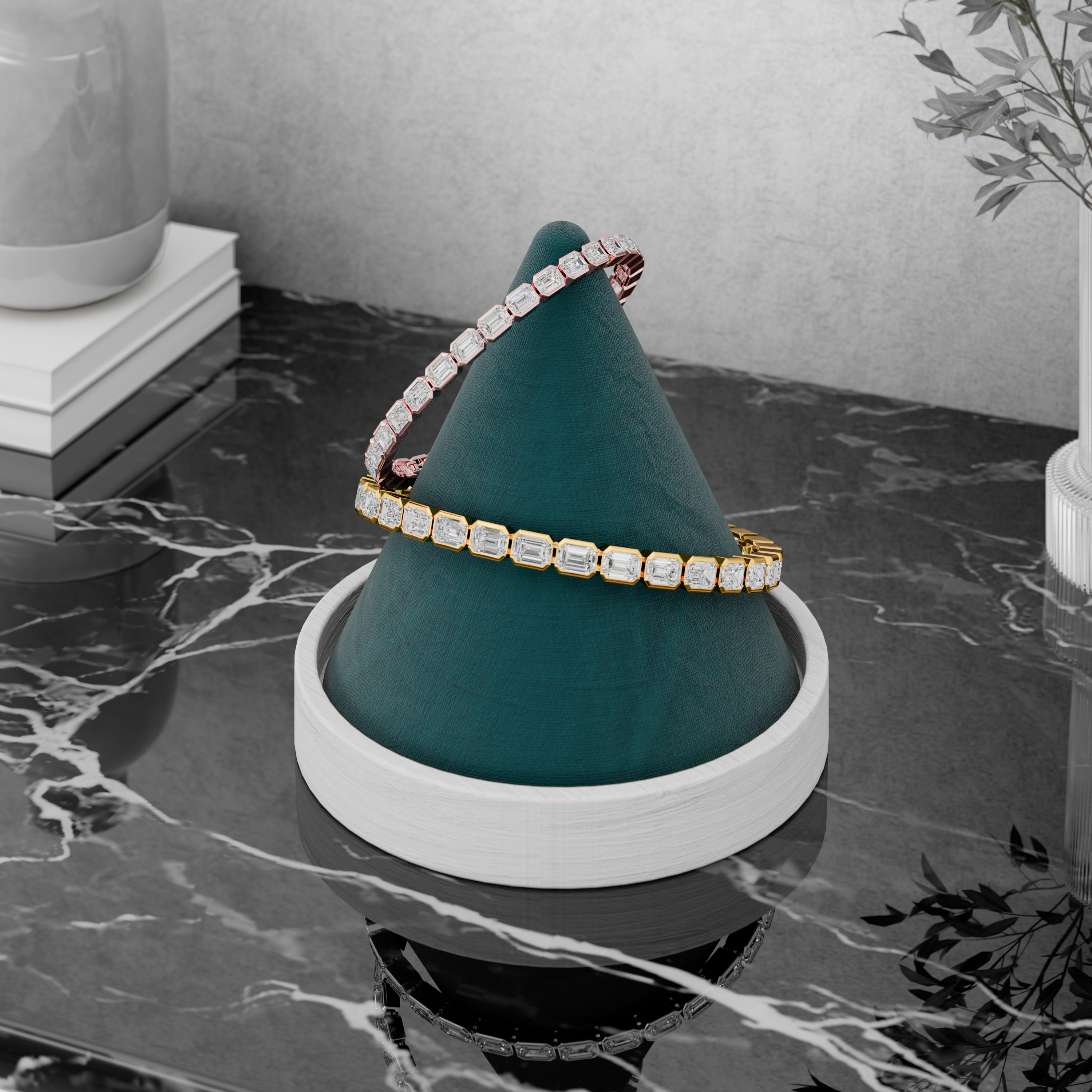 3d render of a diamond bracelet