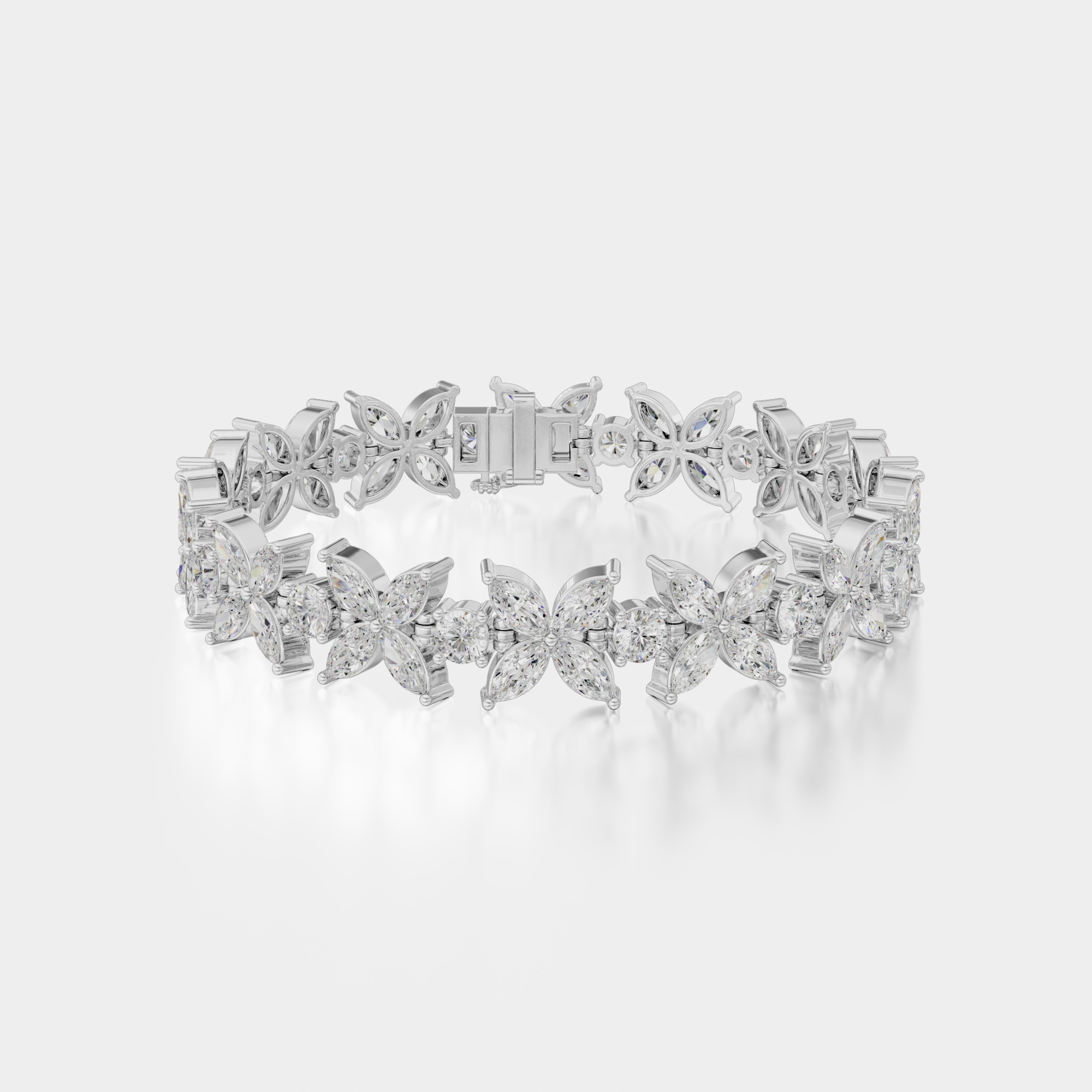 3d render of a white gold diamond bracelet