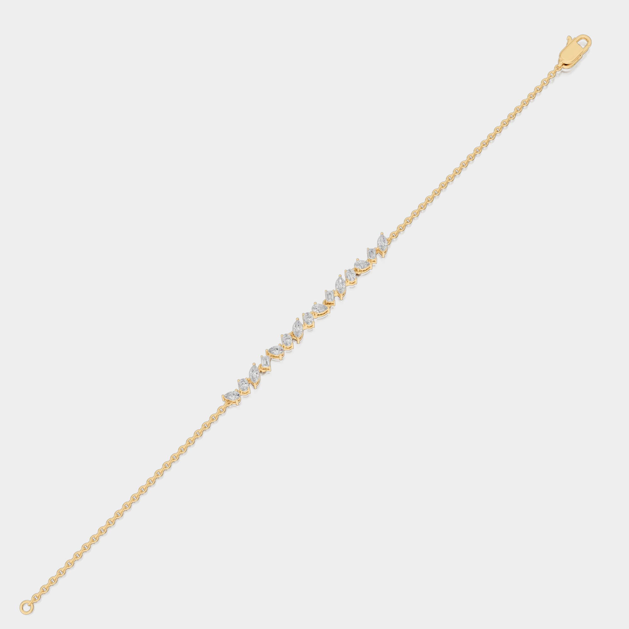 3d render of a yellow gold diamond bracelet