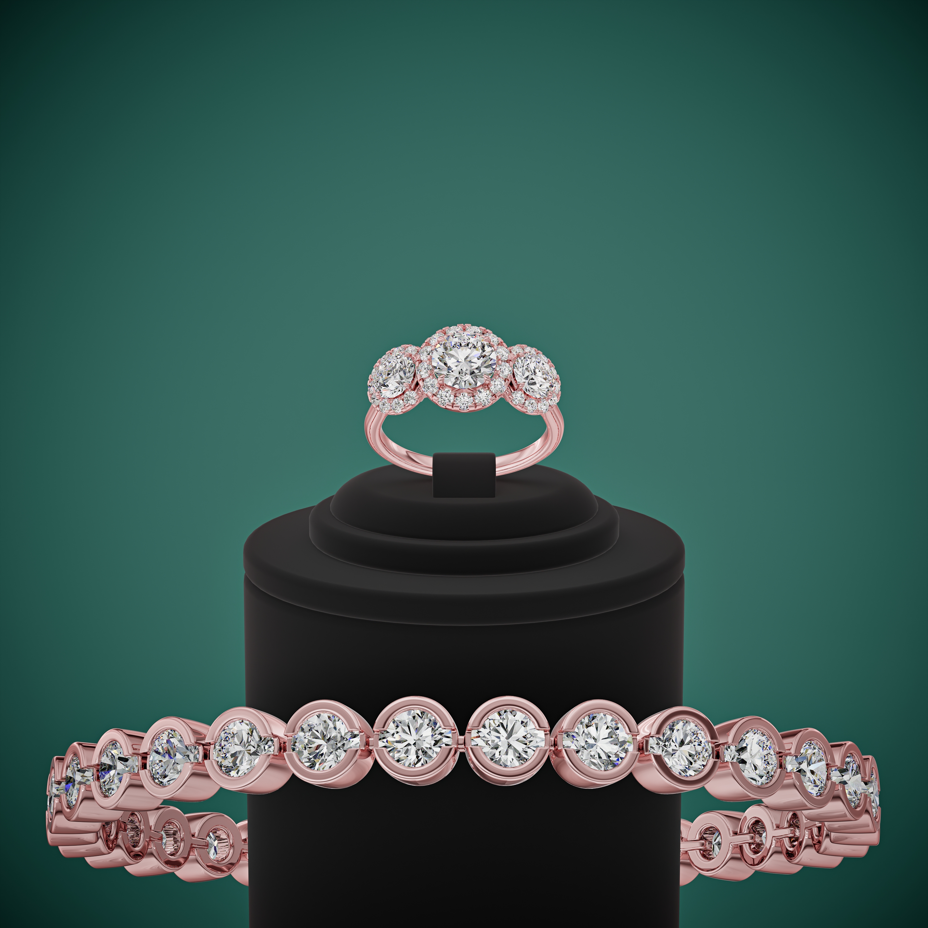 3d render of a diamond bracelet