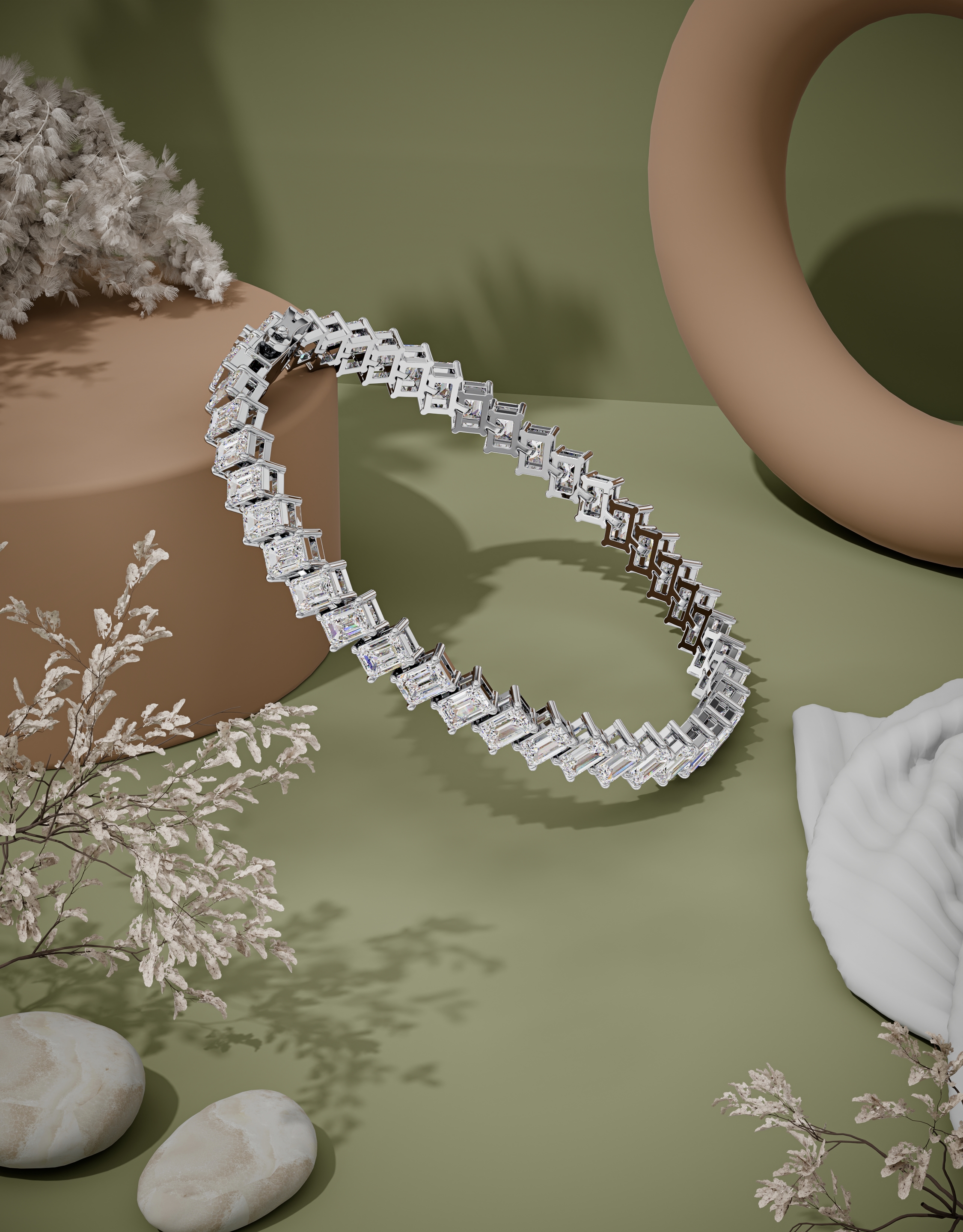 3d render of a diamond bracelet