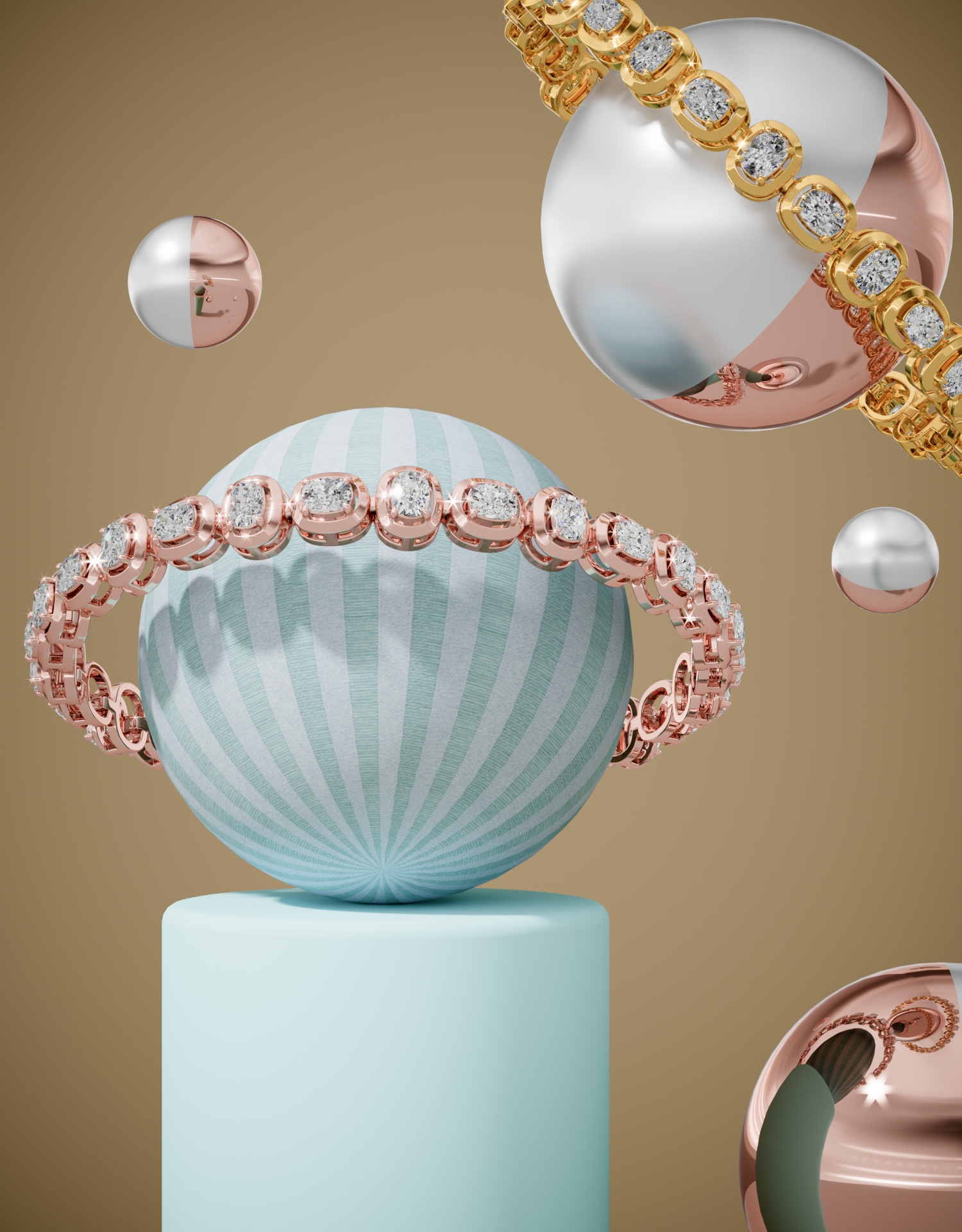 3d render of a diamond bracelet