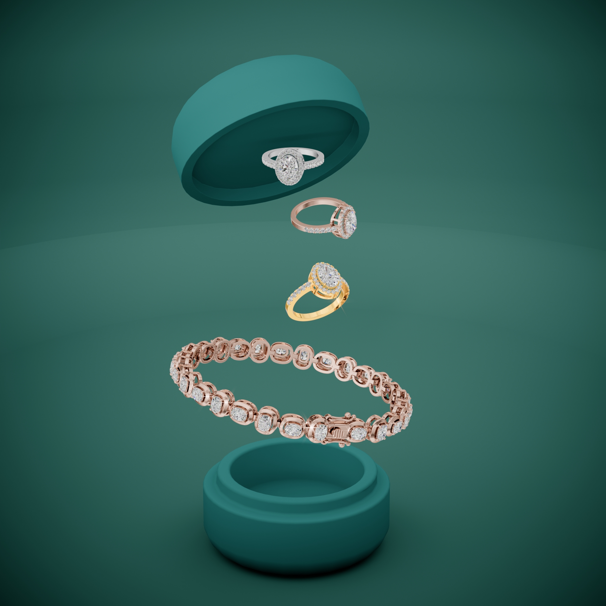 3d render of a diamond bracelet