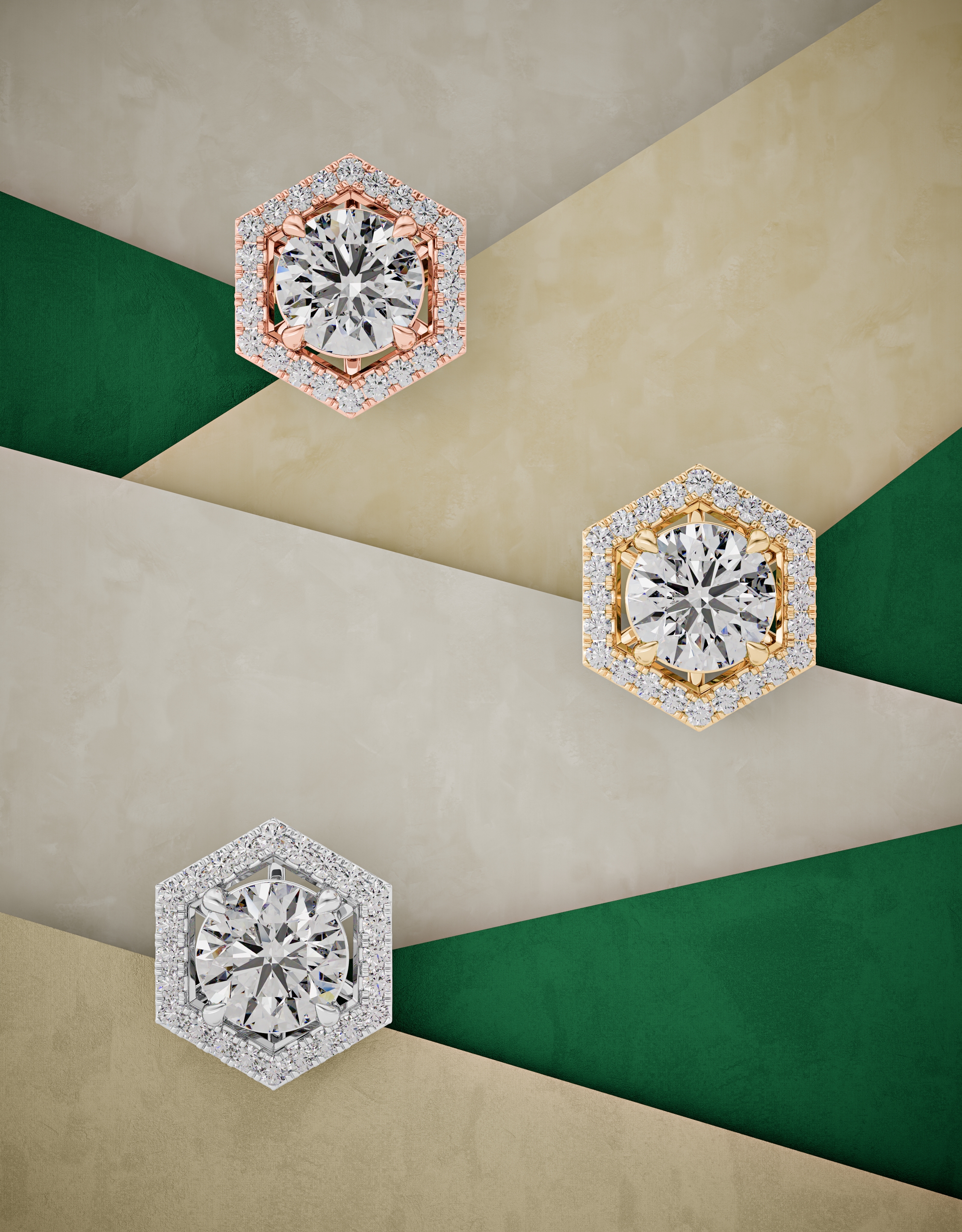 3d render of a diamond pair of earrings