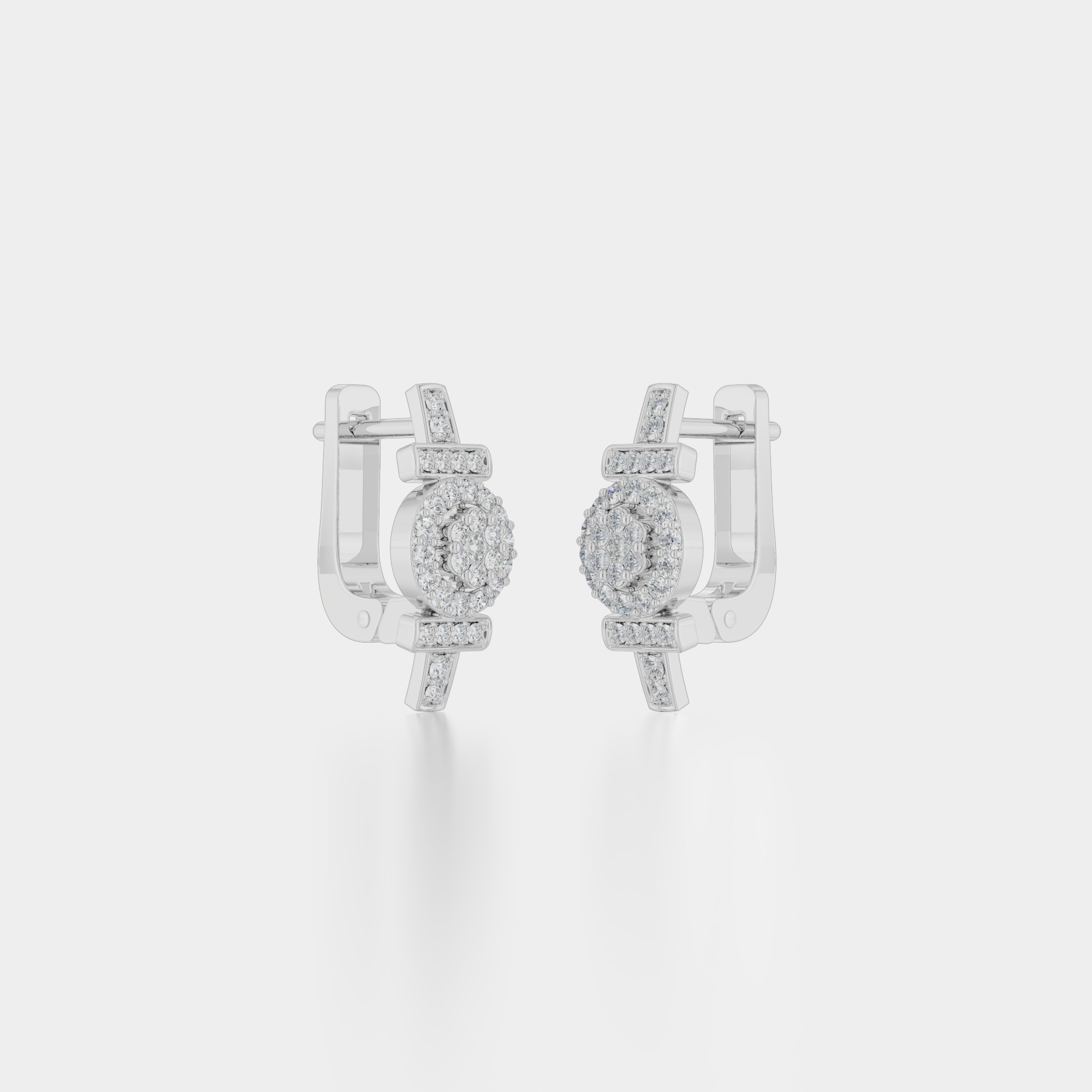 3d render of a white gold diamond pair of earrings
