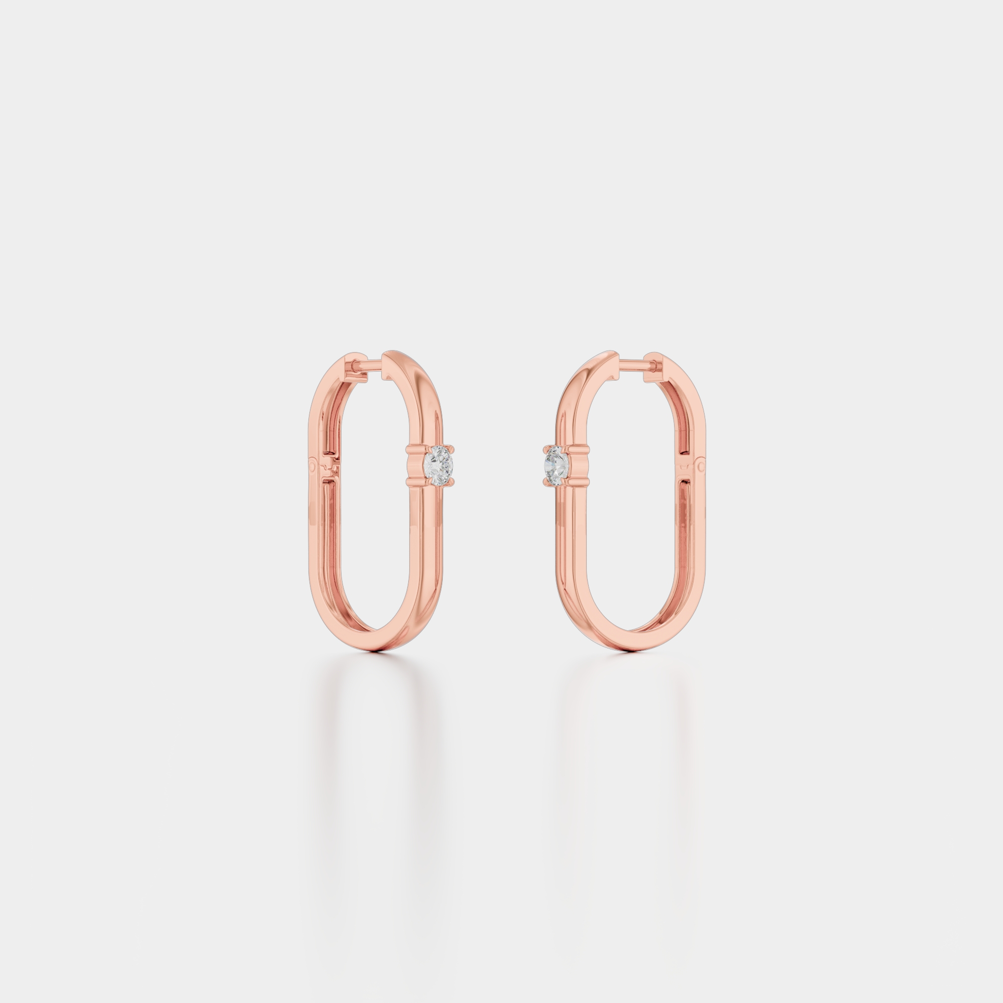 3d render of a rose gold diamond pair of earrings