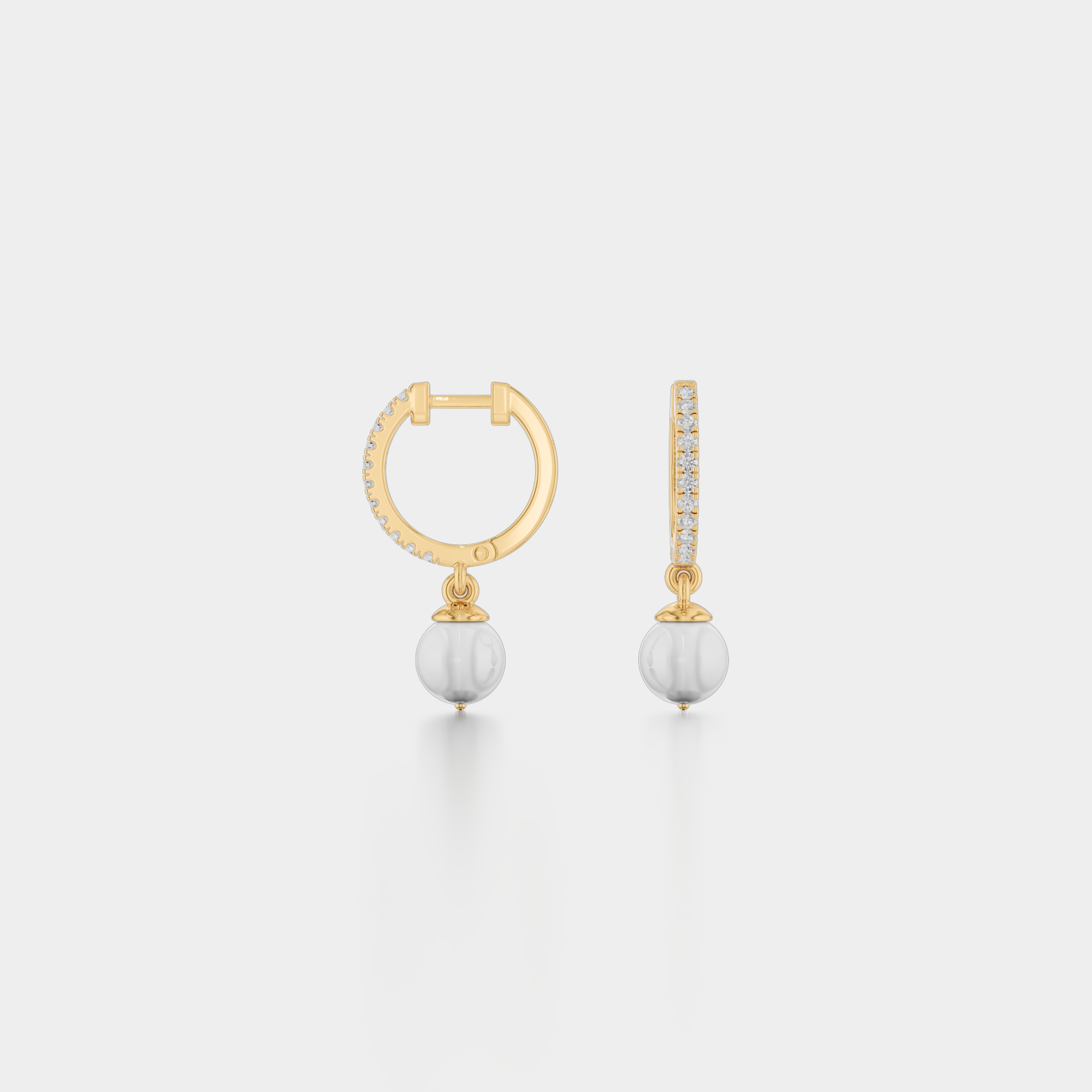 3d render of a yellow gold diamond pair of earrings