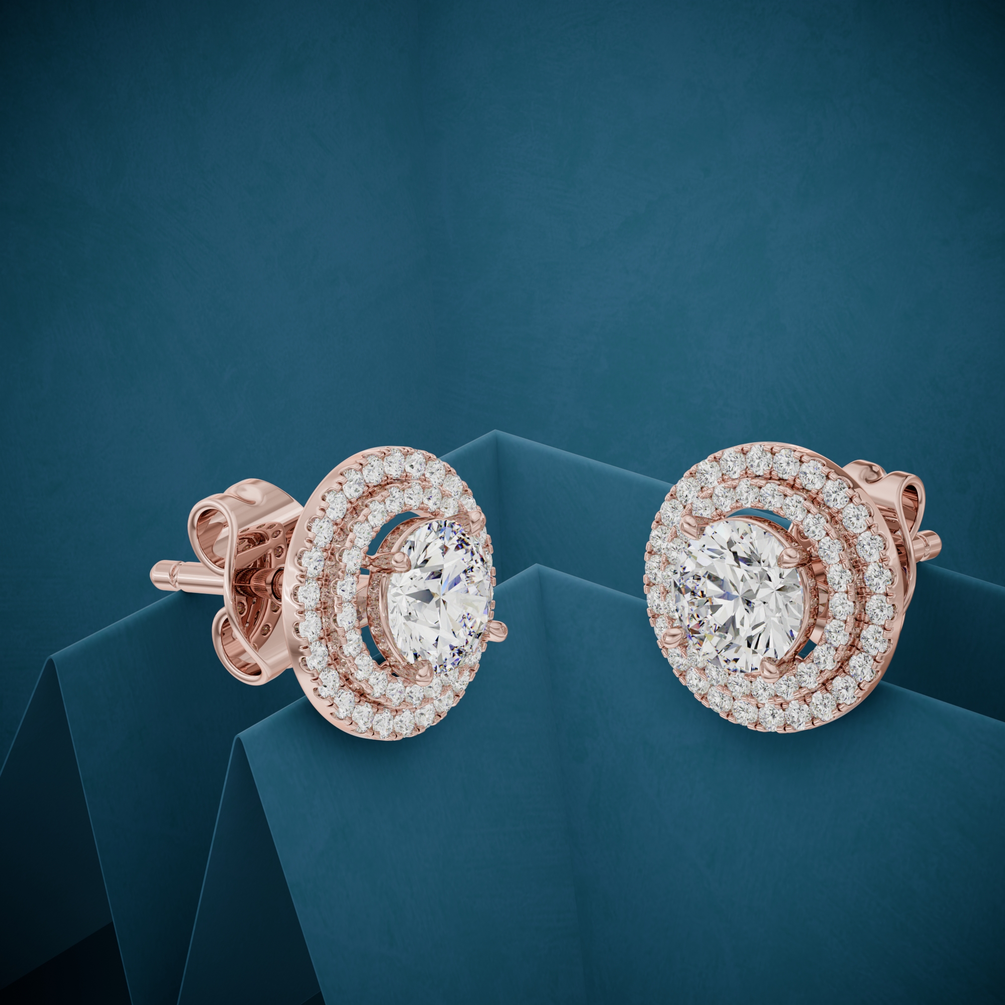 3d render of a diamond pair of earrings