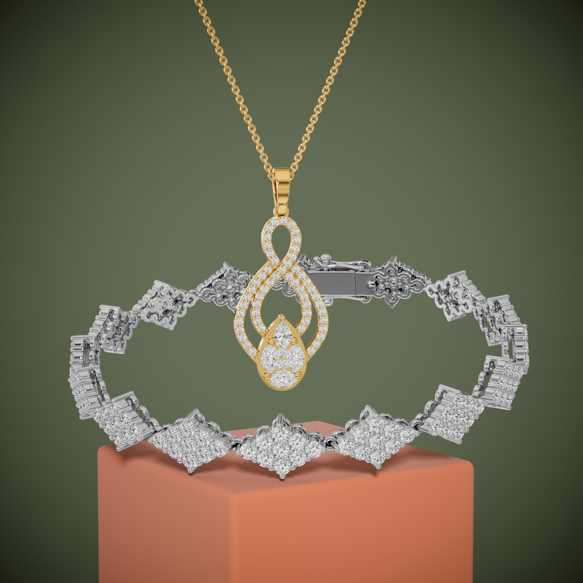 3d render of a diamond pendant