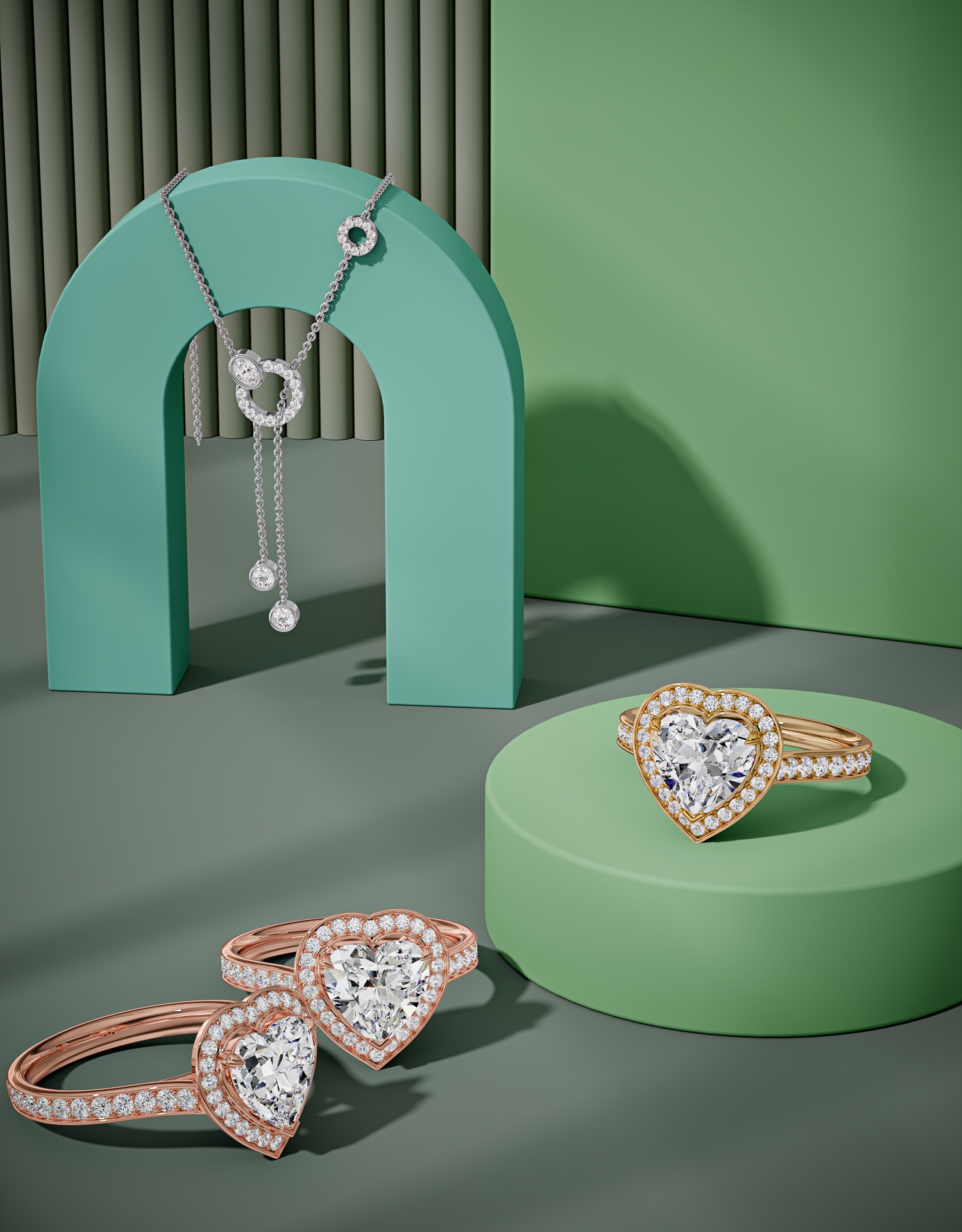 3d render of a diamond necklace