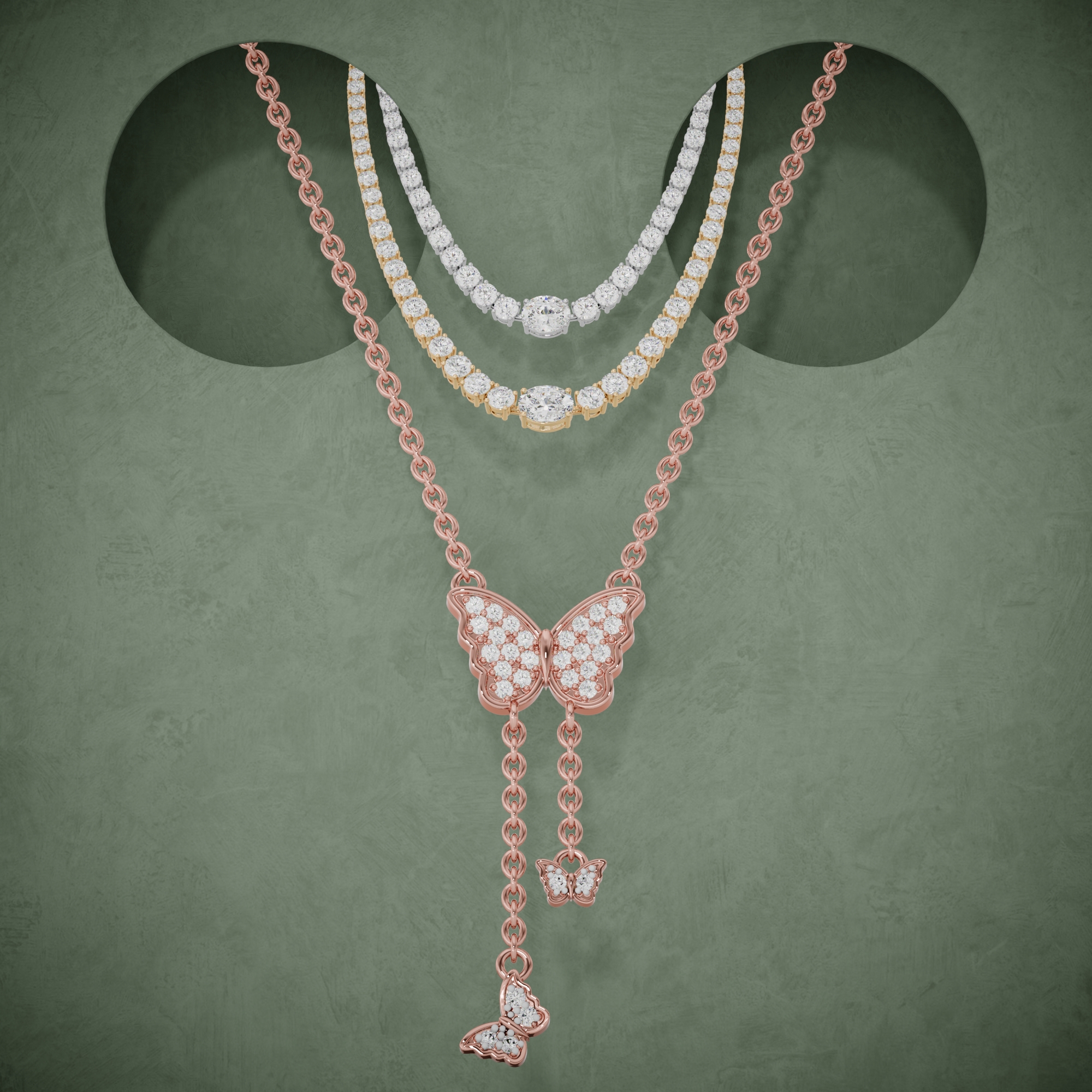 3d render of a diamond necklace