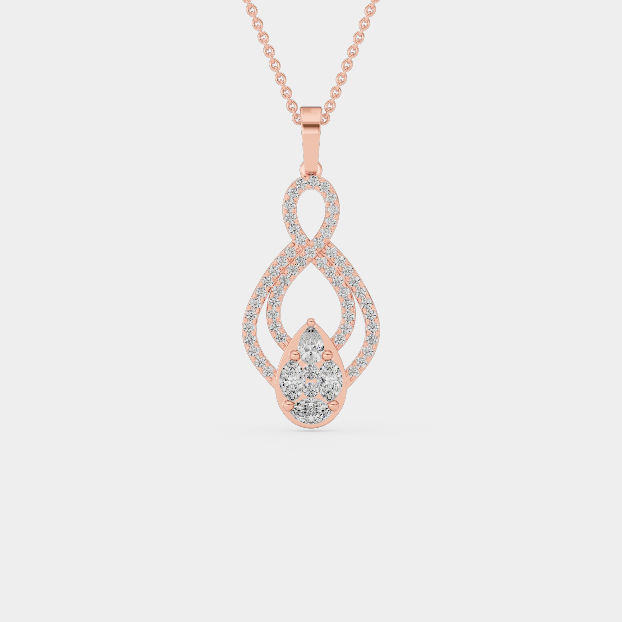 3d render of a rose gold diamond pendant