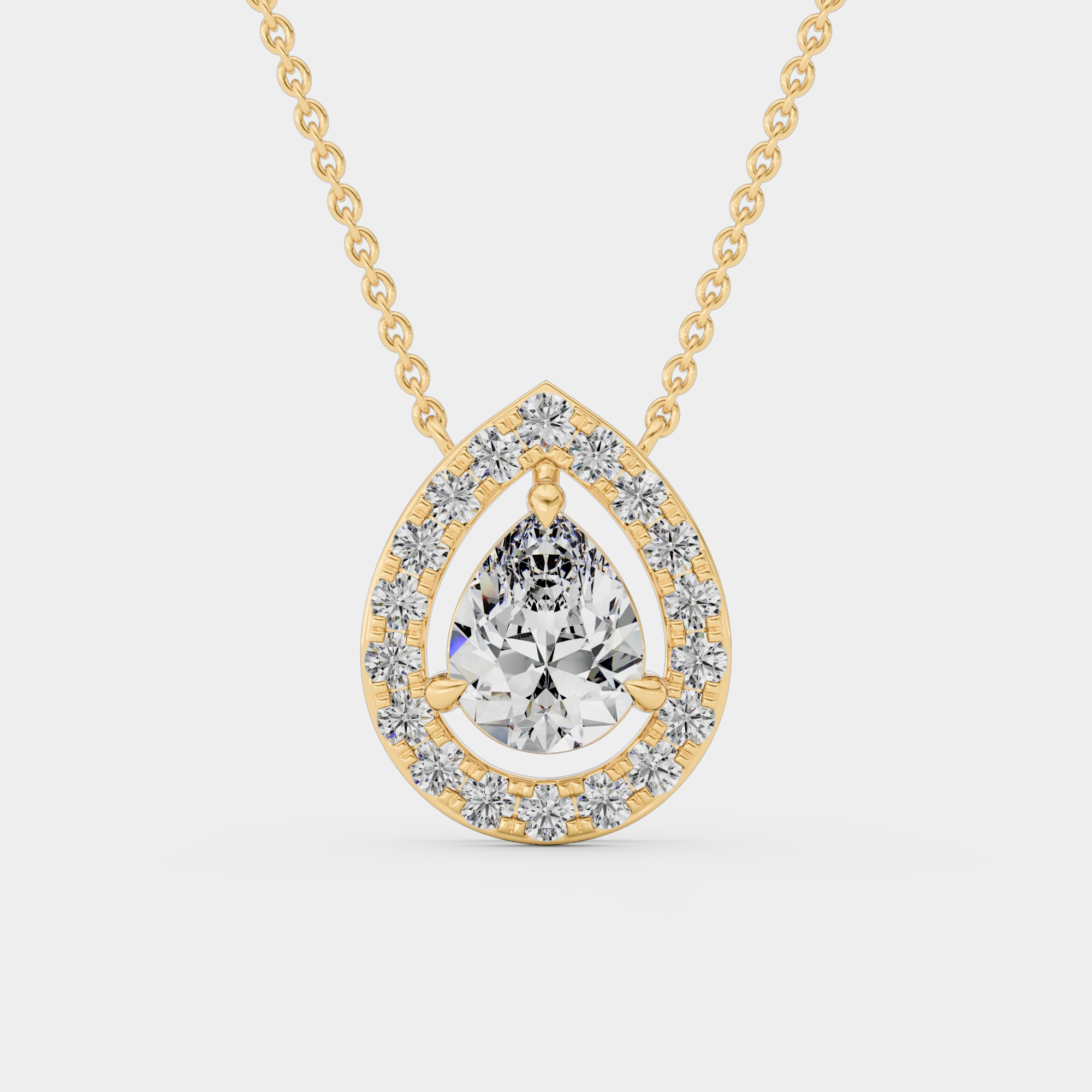 3d render of a yellow gold diamond pendant
