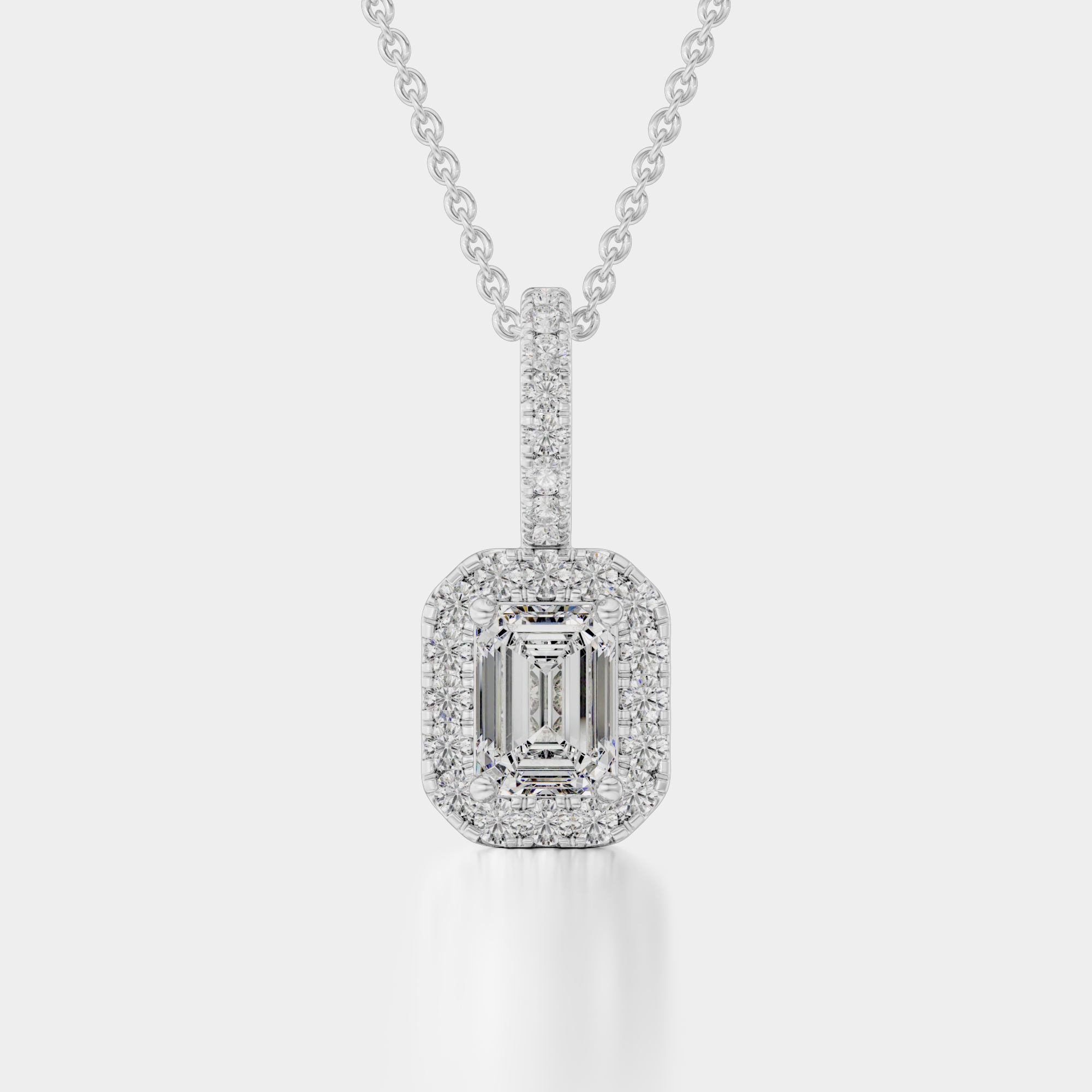 3d render of a white gold diamond pendant