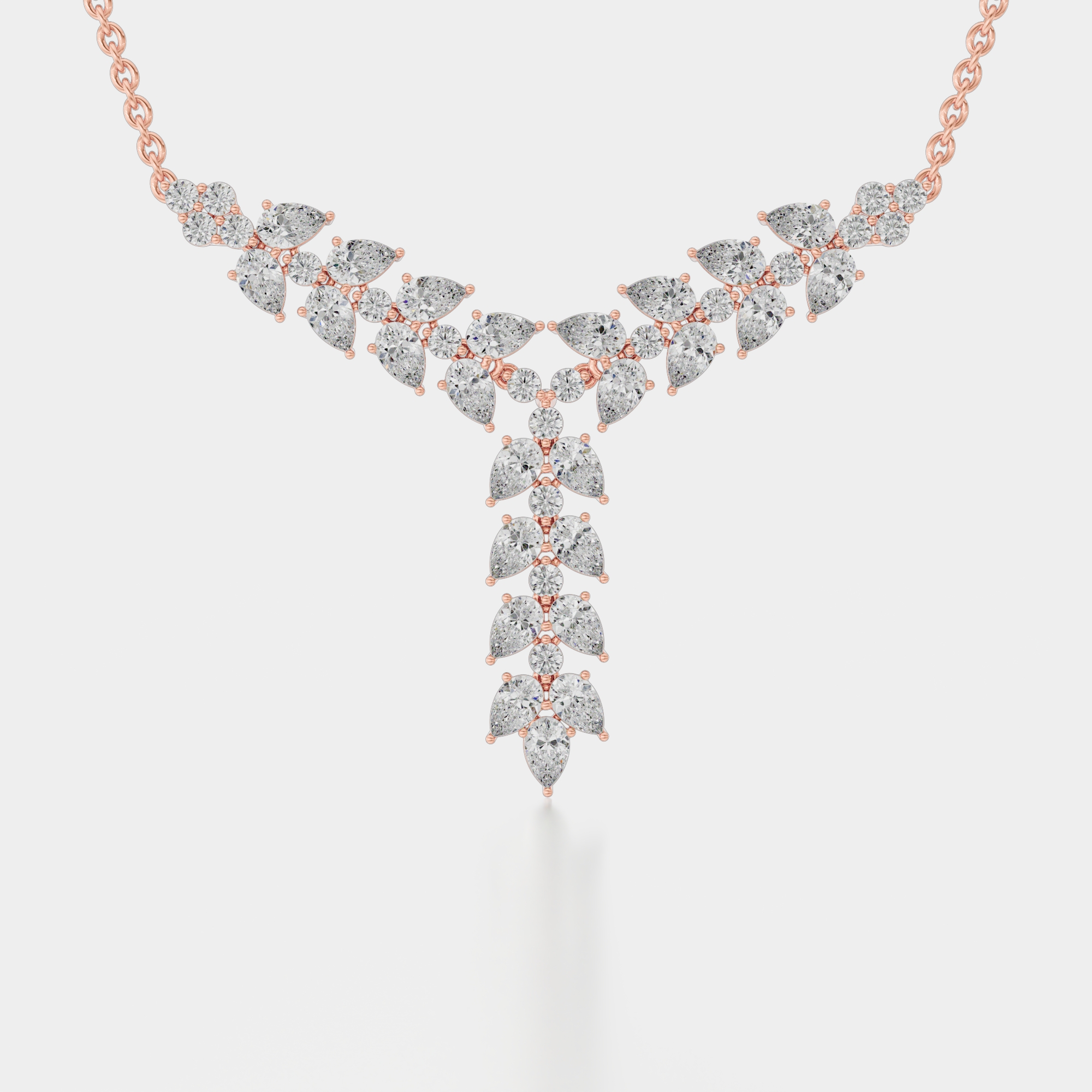 3d render of a rose gold diamond pendant
