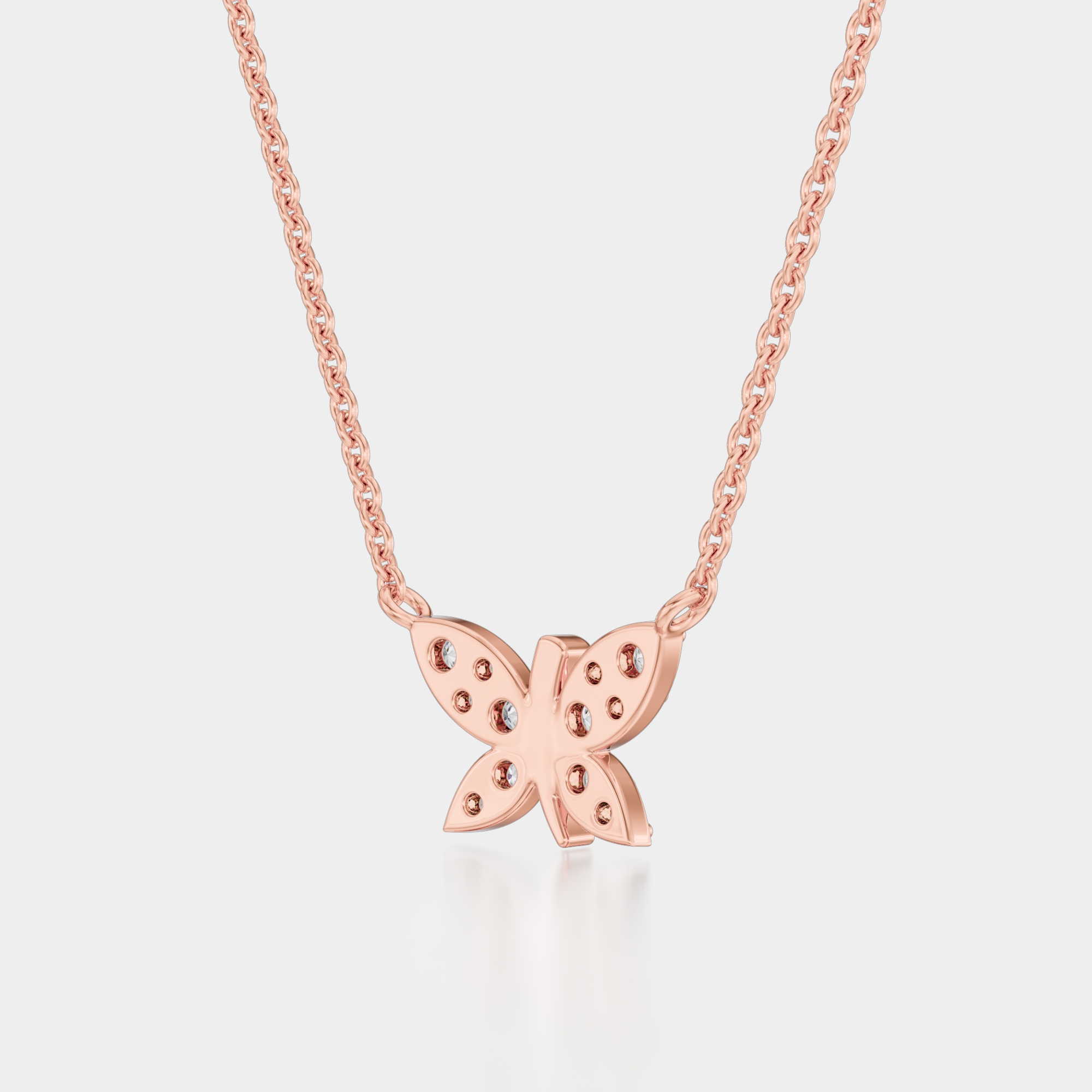 3d render of a rose gold diamond pendant