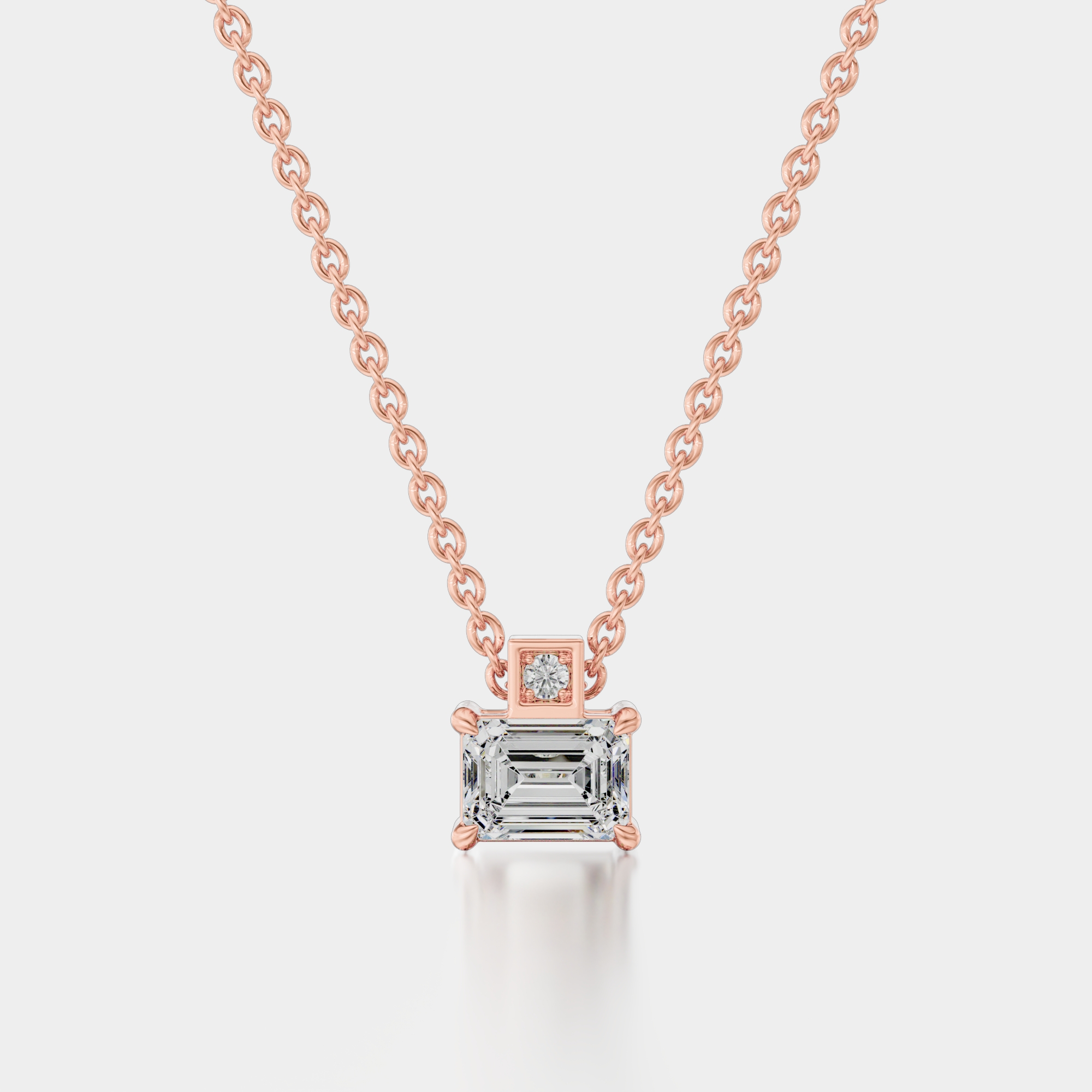 3d render of a rose gold diamond pendant
