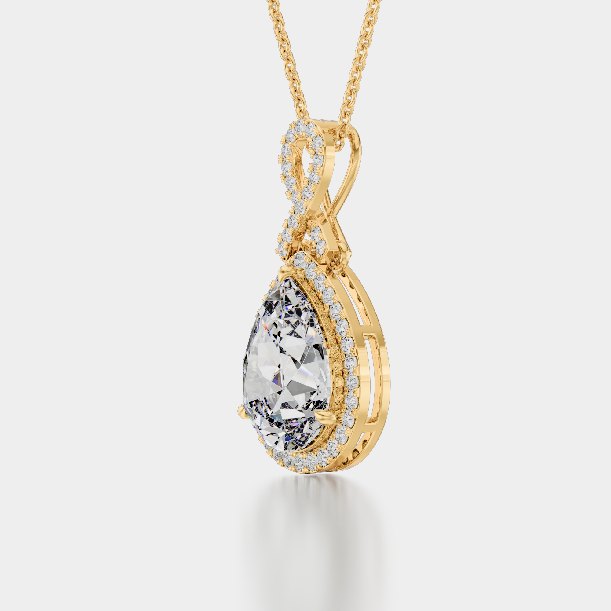 3d render of a yellow gold diamond pendant