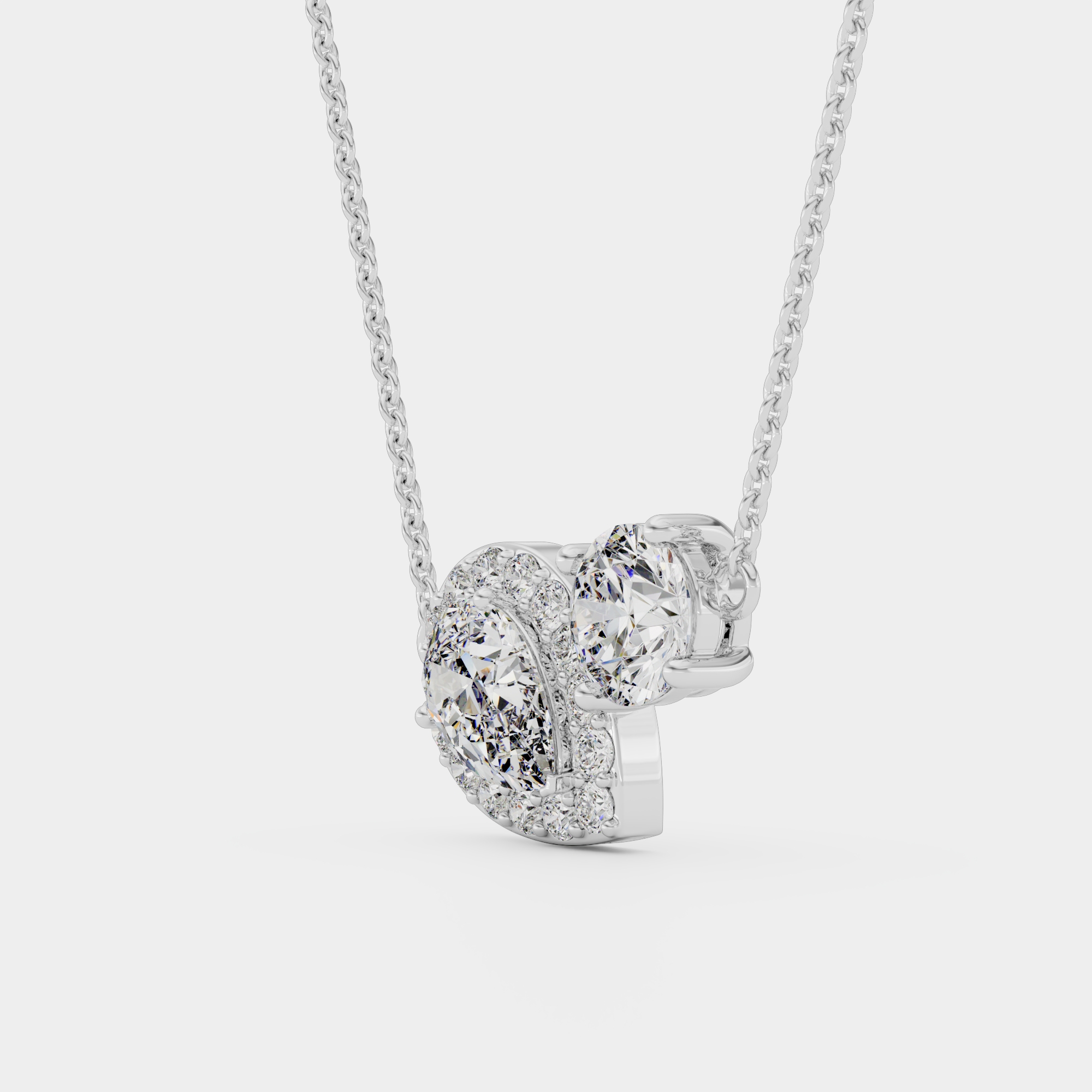 3d render of a white gold diamond pendant