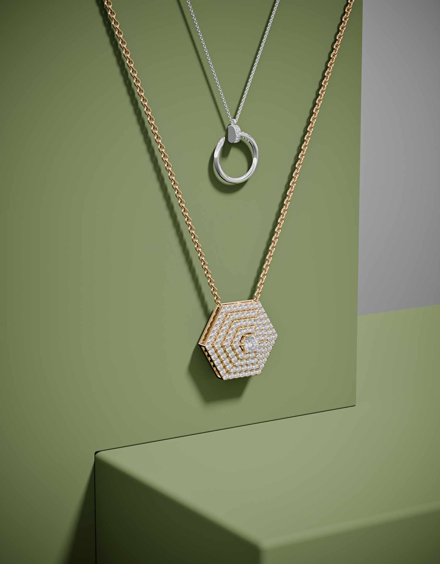 3d render of a diamond pendant