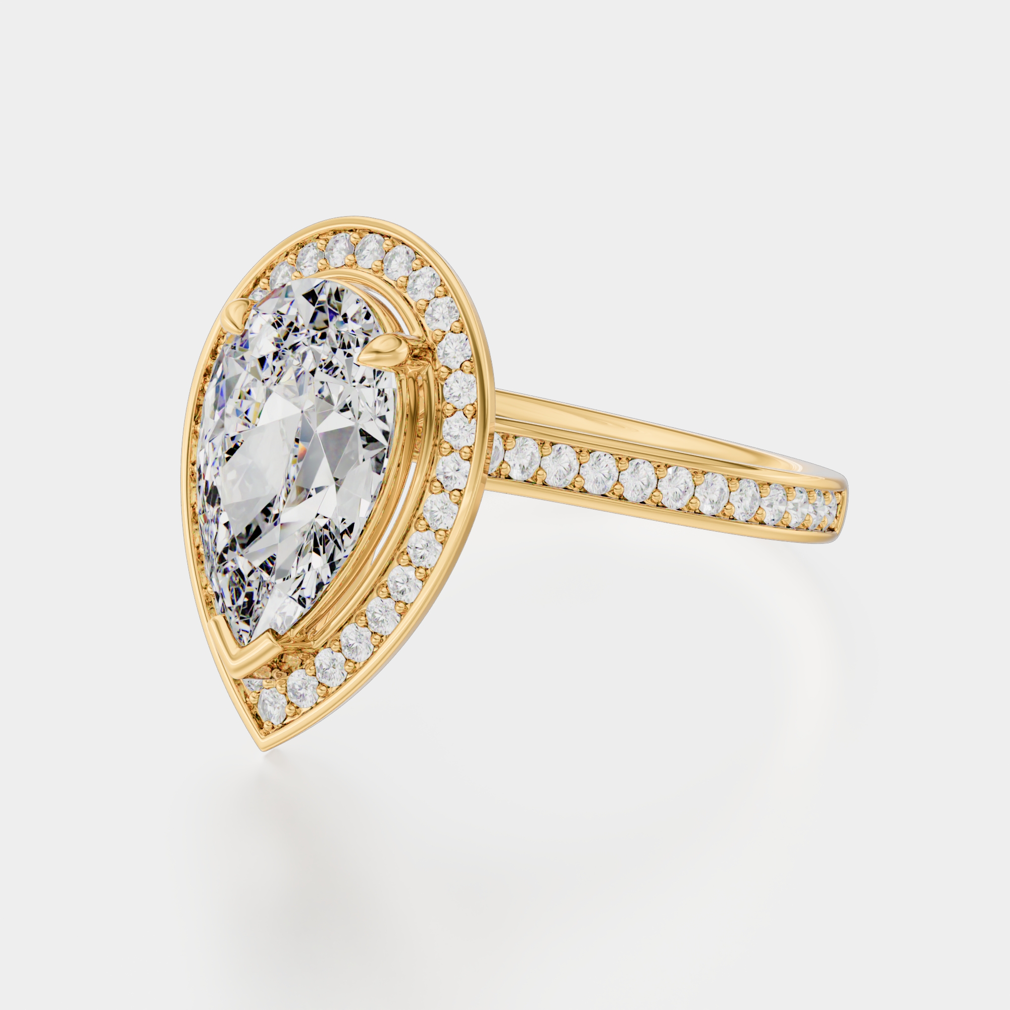 3d render of a yellow gold diamond ring