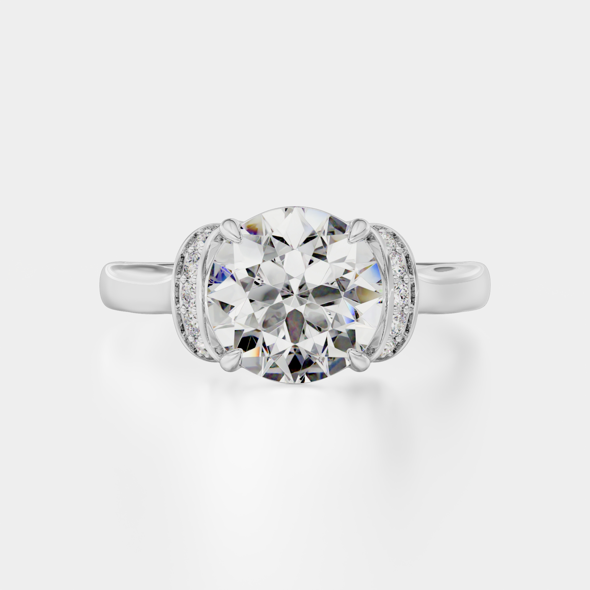 3d render of a white gold diamond ring