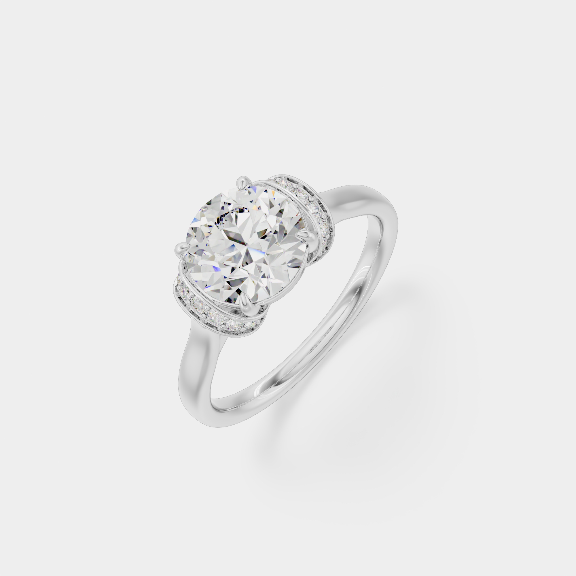 3d render of a white gold diamond ring
