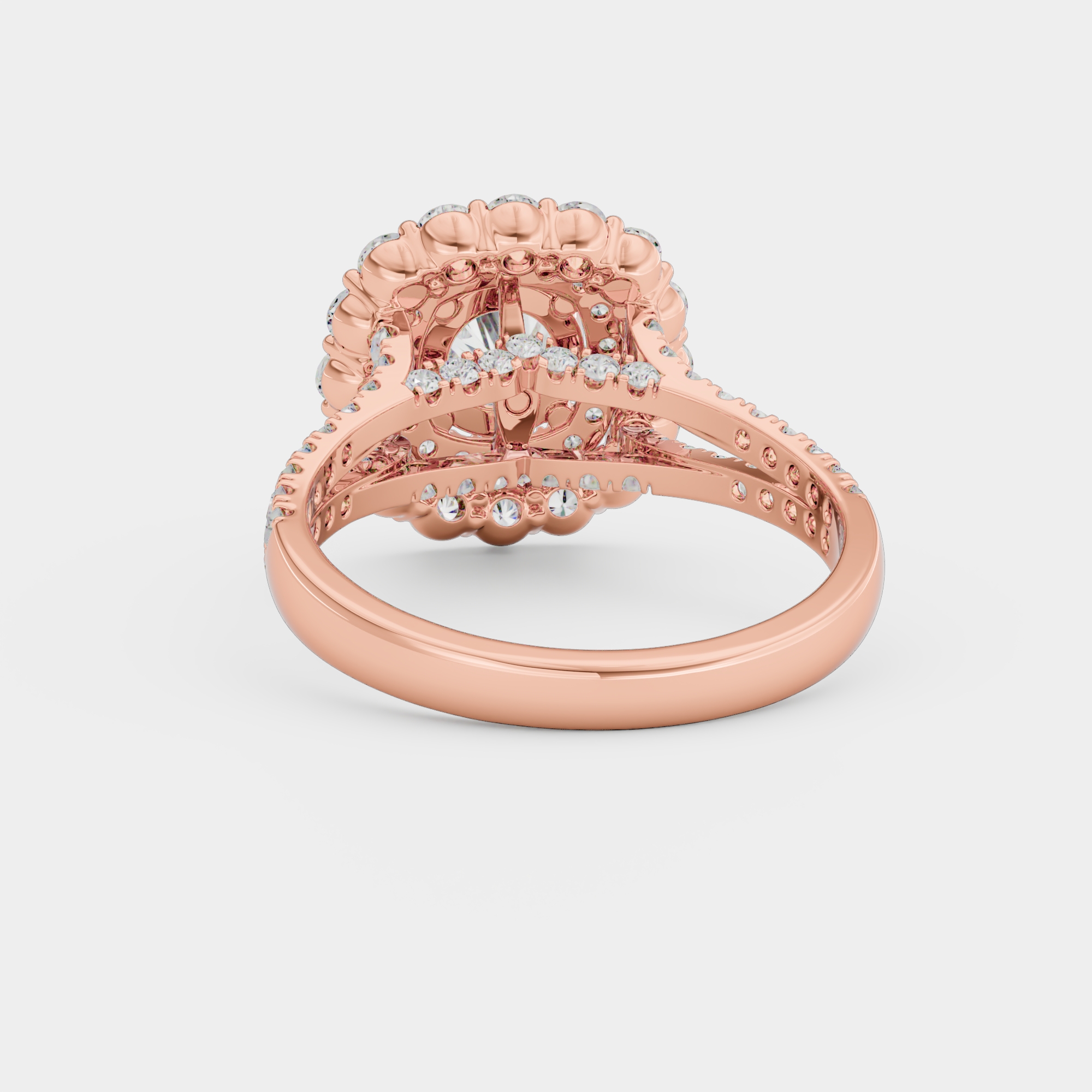 3d render of a rose gold diamond ring