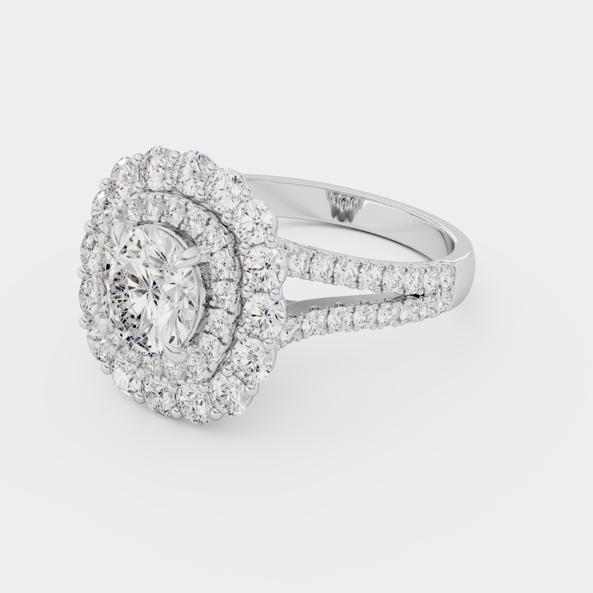 3d render of a white gold diamond ring
