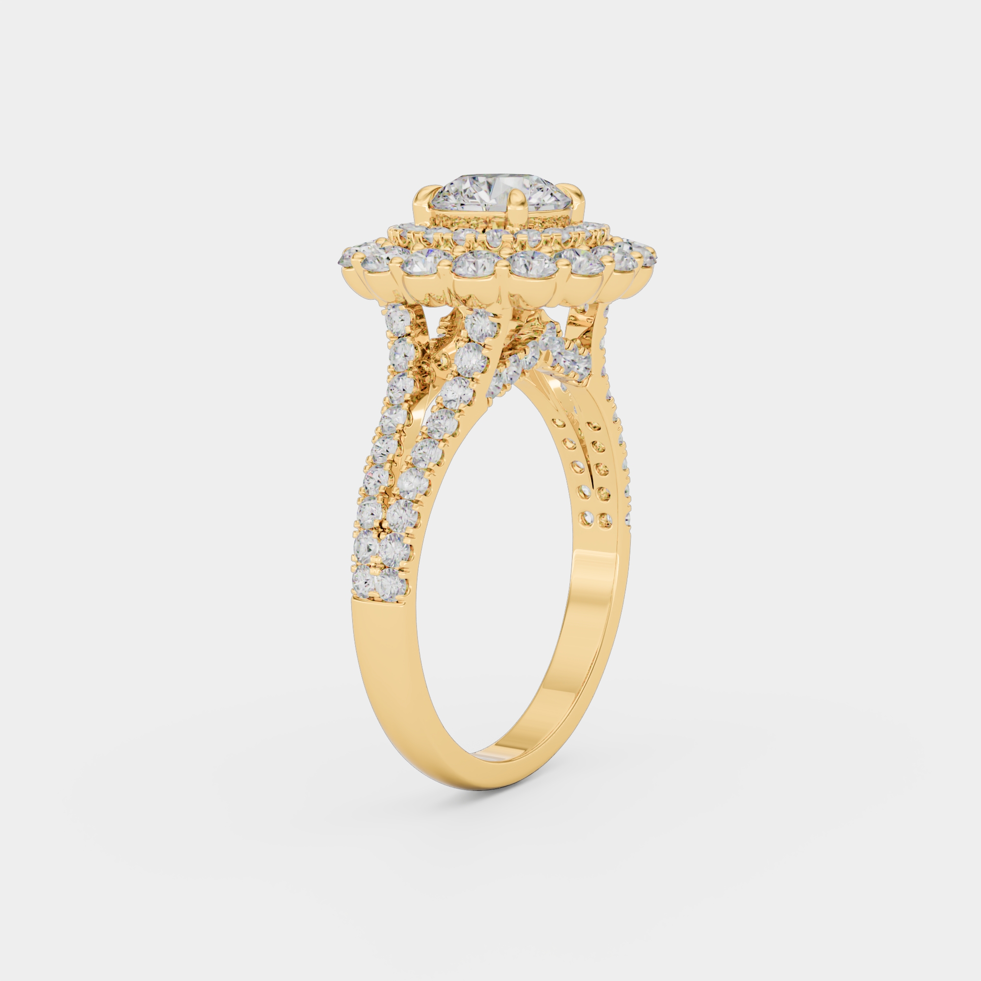 3d render of a yellow gold diamond ring