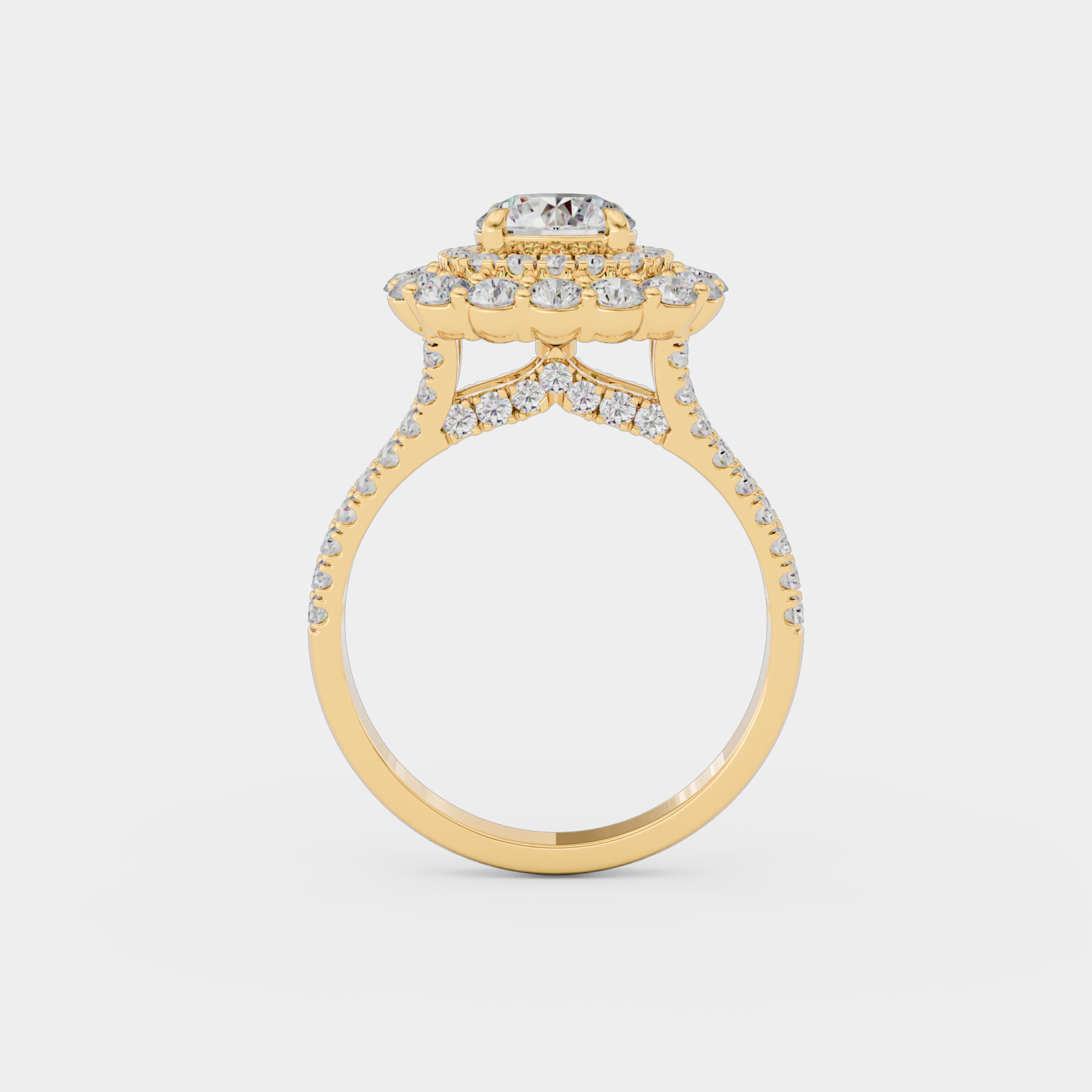3d render of a yellow gold diamond ring