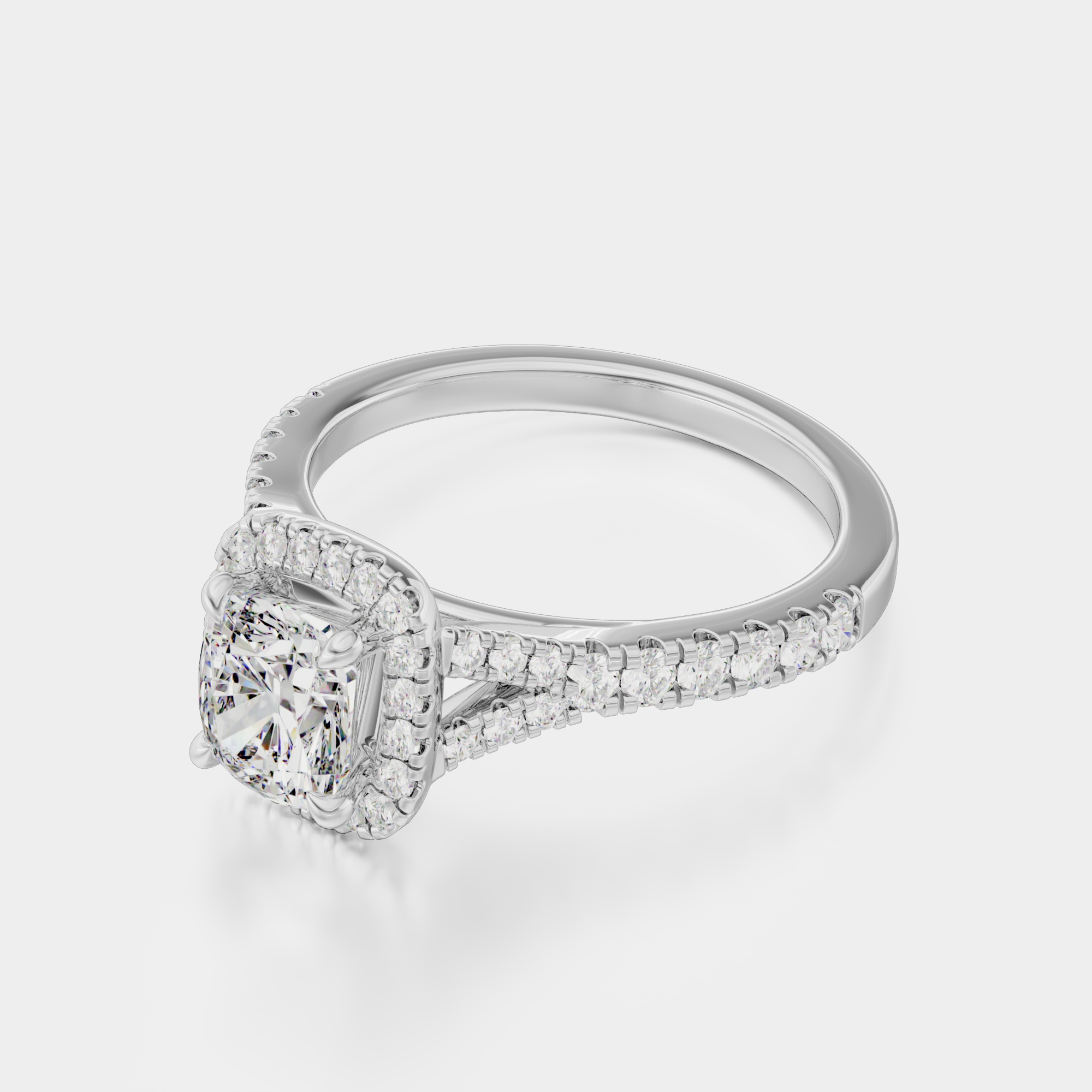 3d render of a white gold diamond ring
