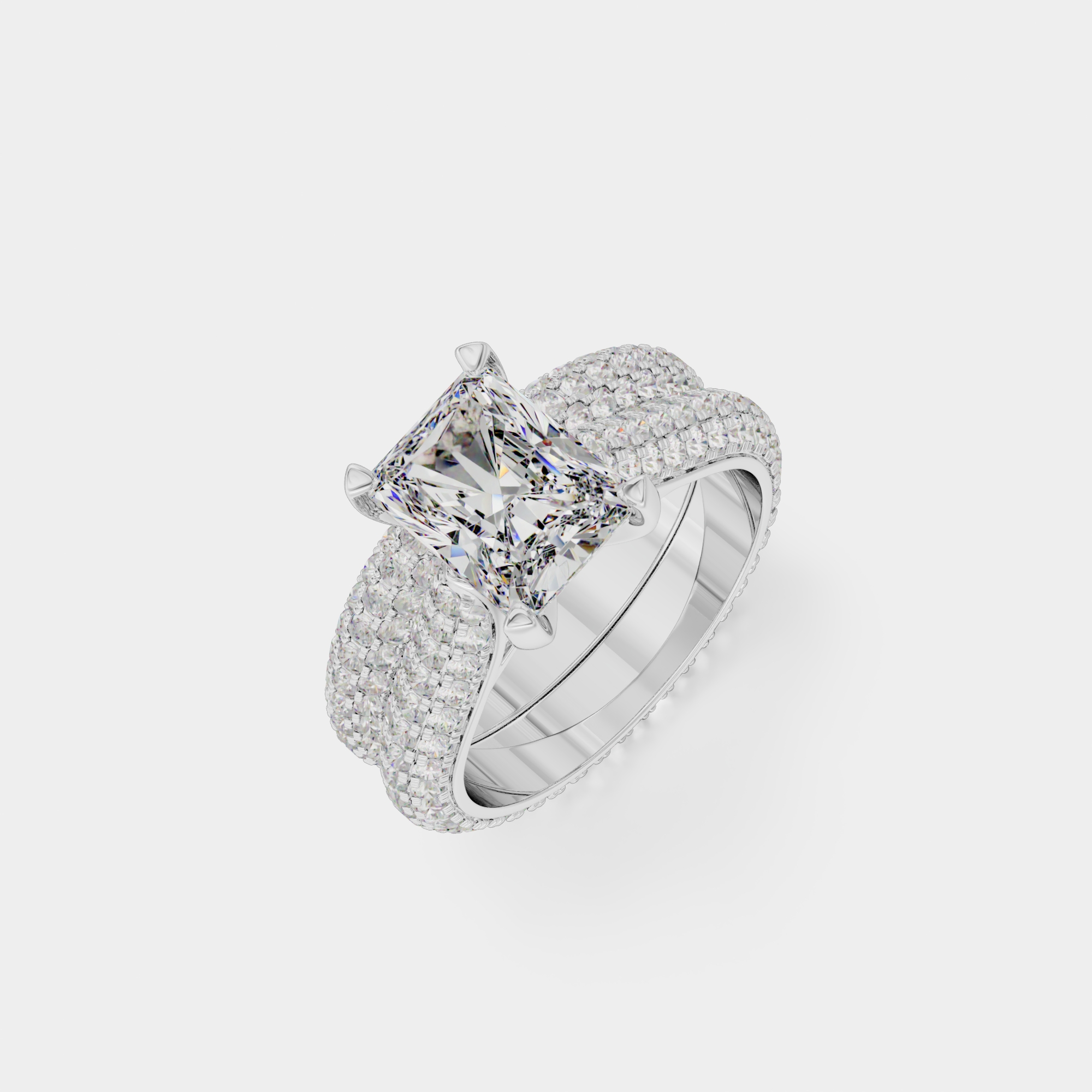 3d render of a white gold diamond ring
