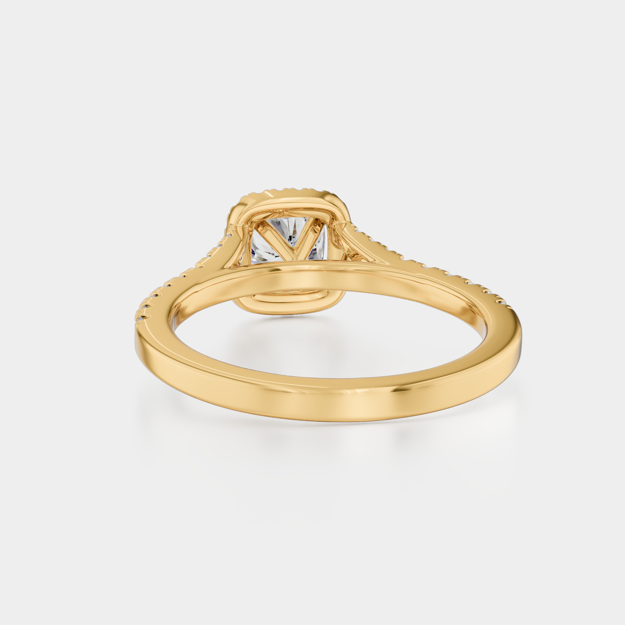 3d render of a yellow gold diamond ring