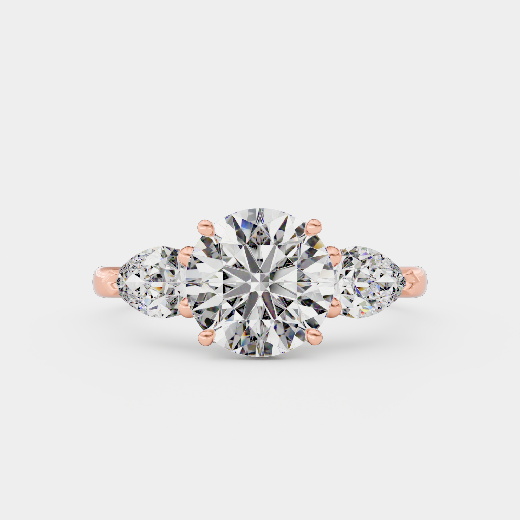 3d render of a rose gold diamond ring
