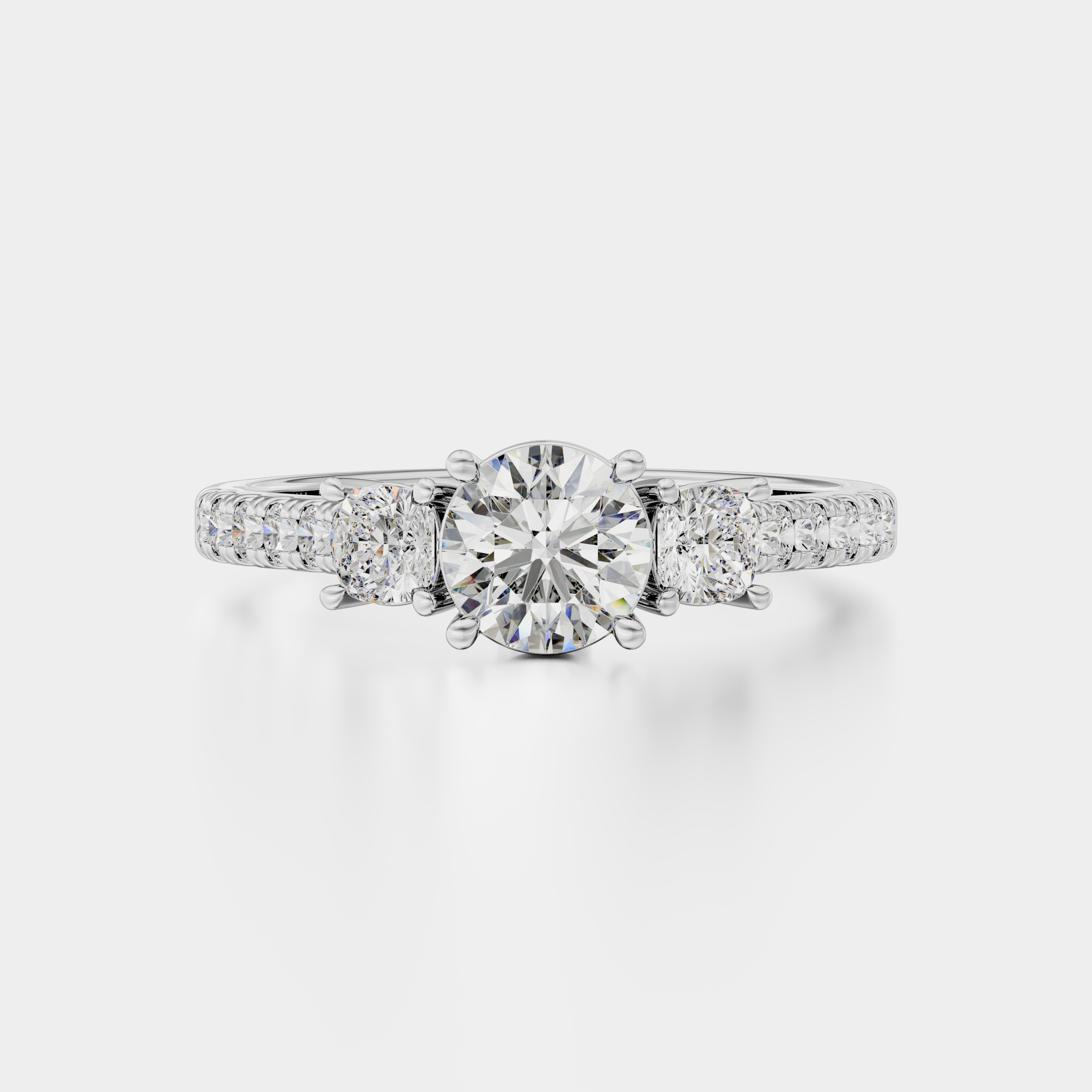 3d render of a white gold diamond ring