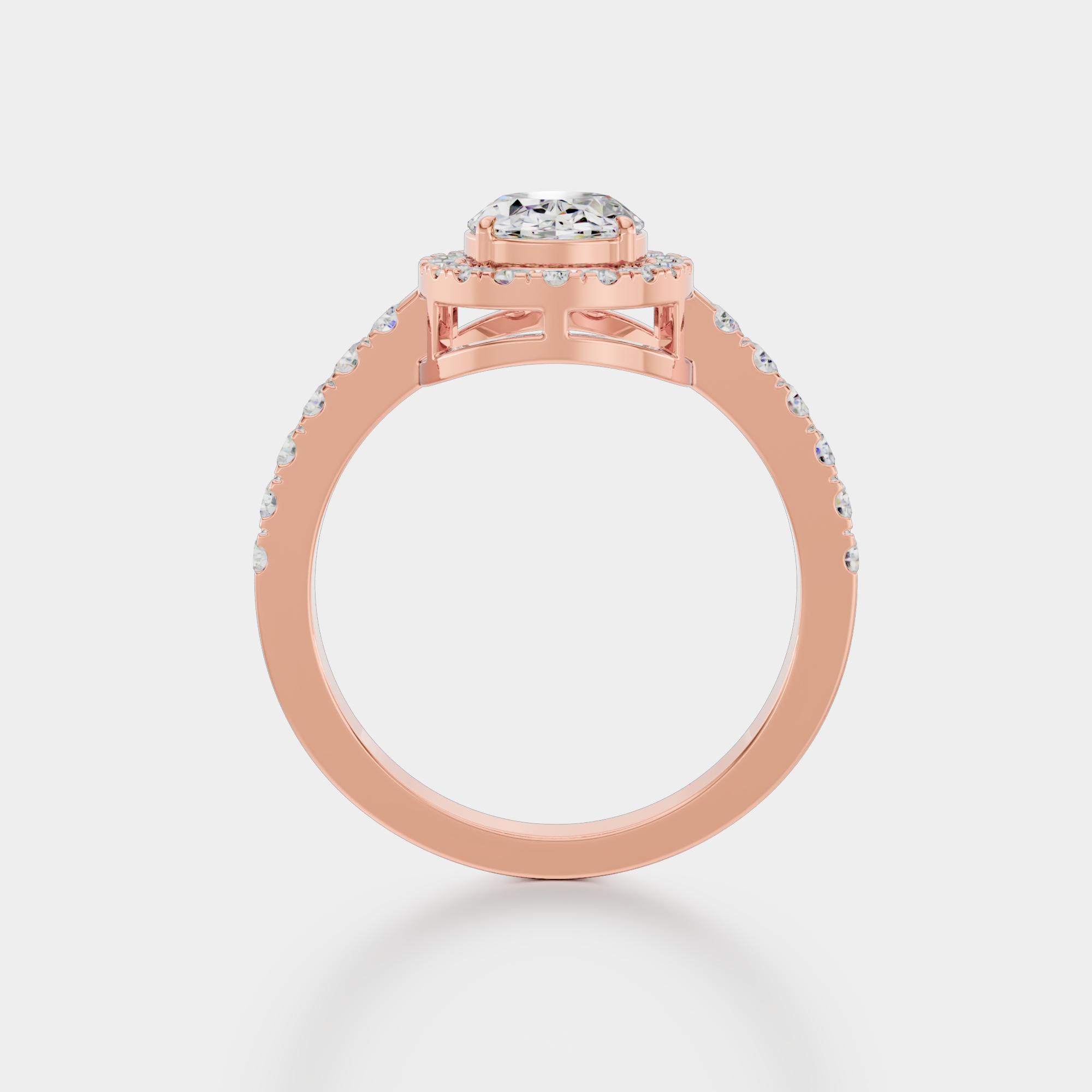 3d render of a rose gold diamond ring