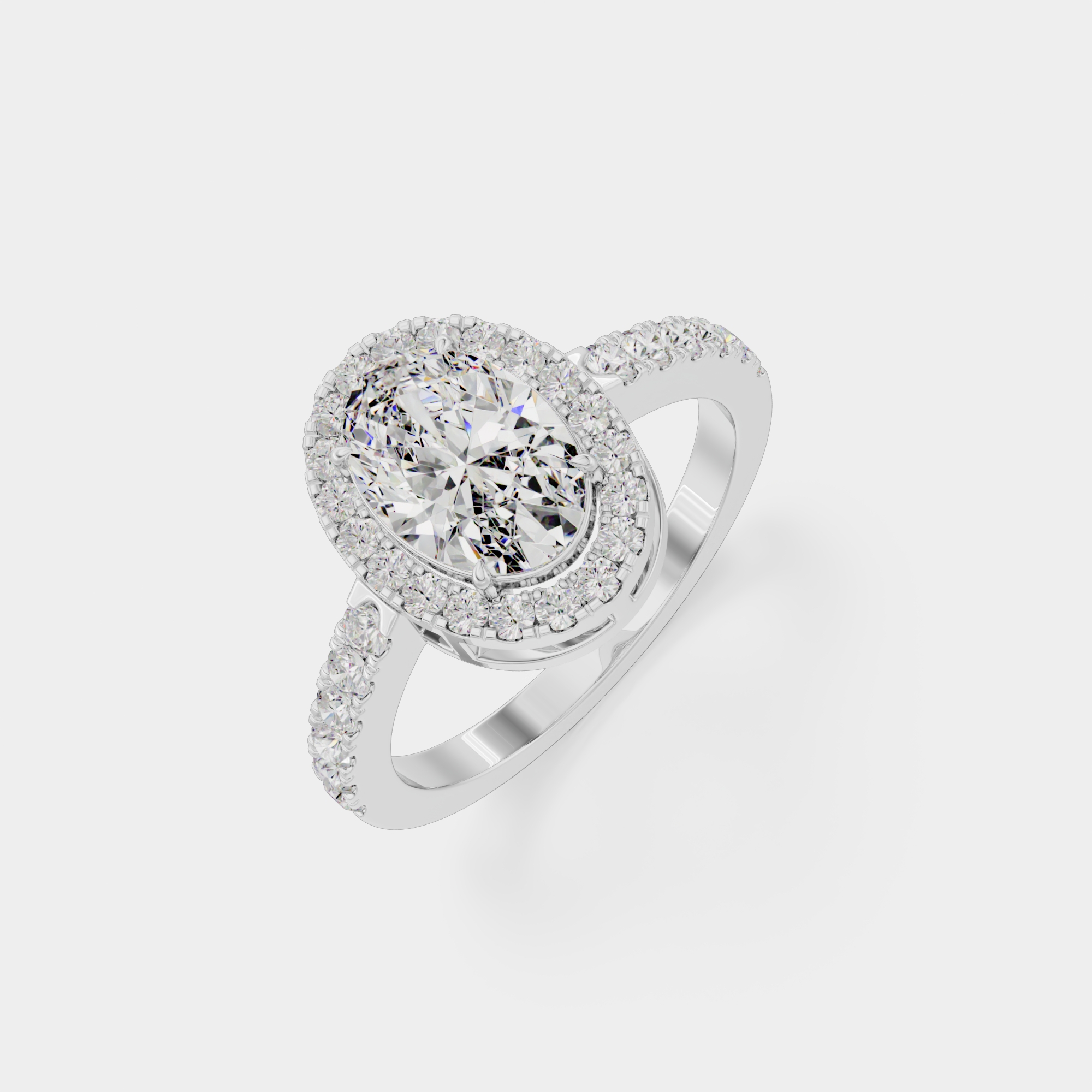 3d render of a white gold diamond ring