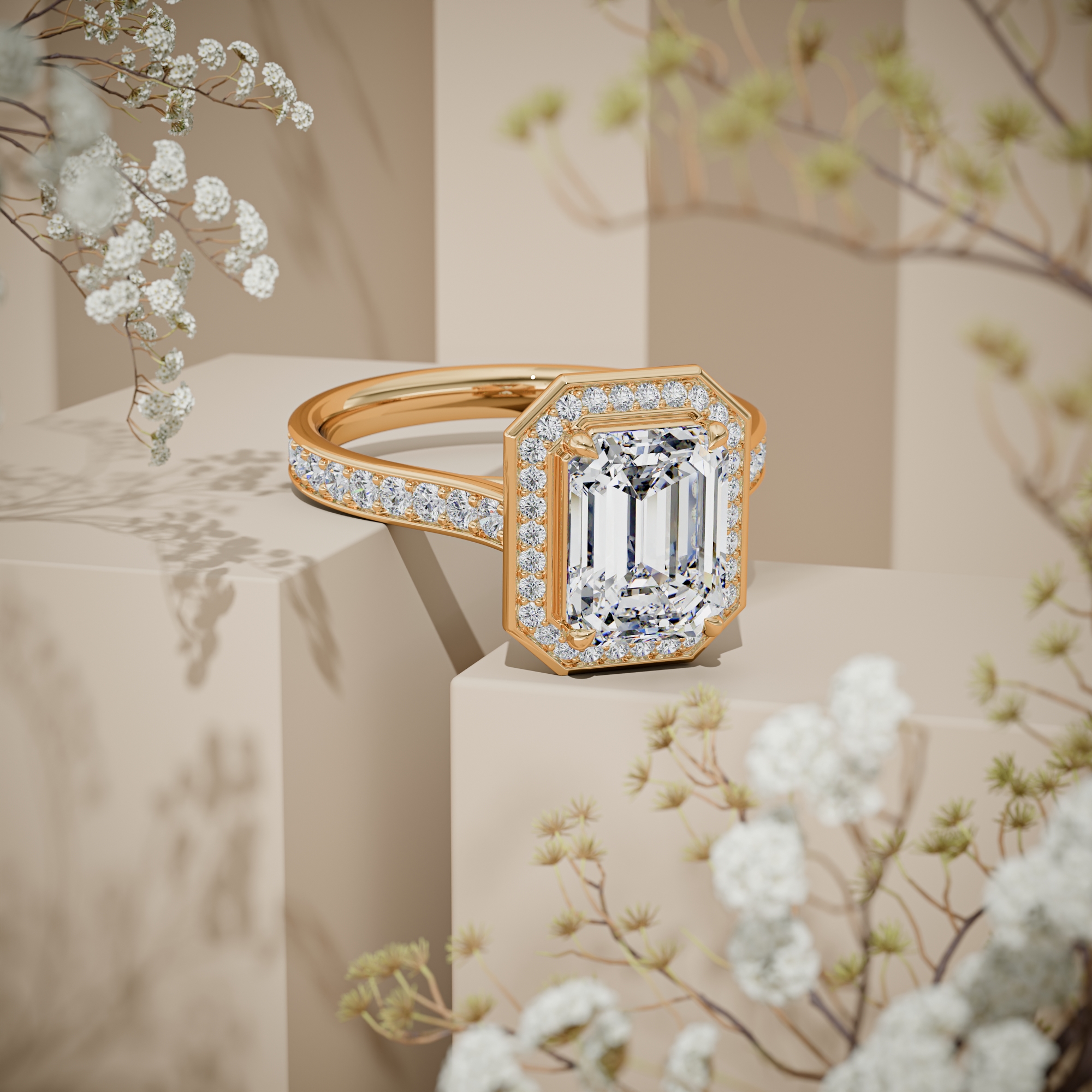 3d render of a diamond ring